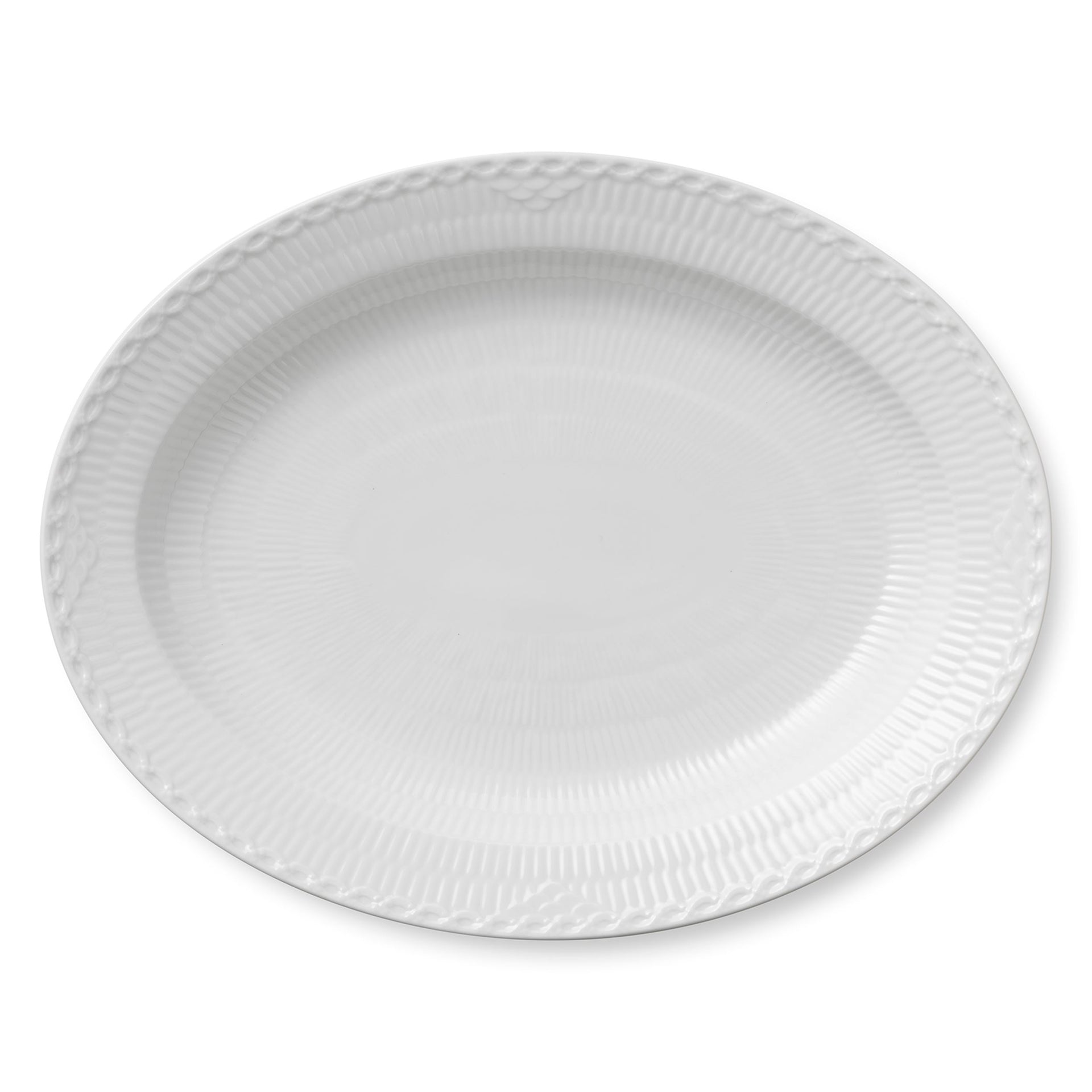 White Fluted Half Lace Dish, 36.5 cm