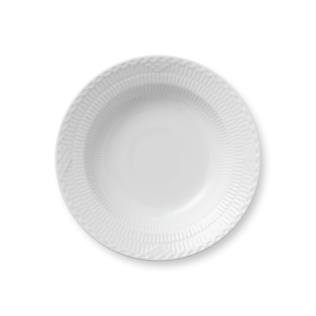 White Fluted Half Lace Deep Plate, 21 cm