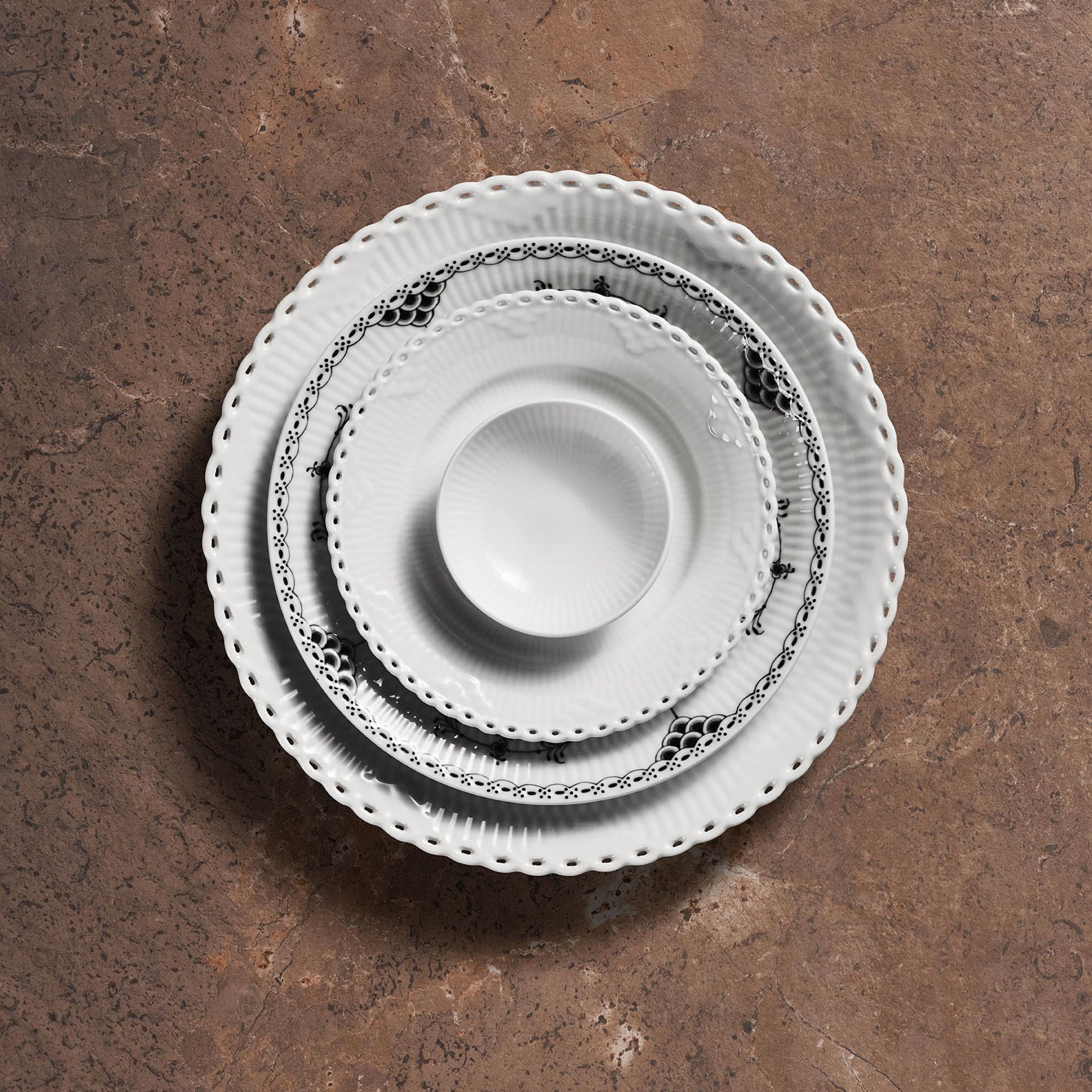 White Fluted Half Lace Plate, 17 cm