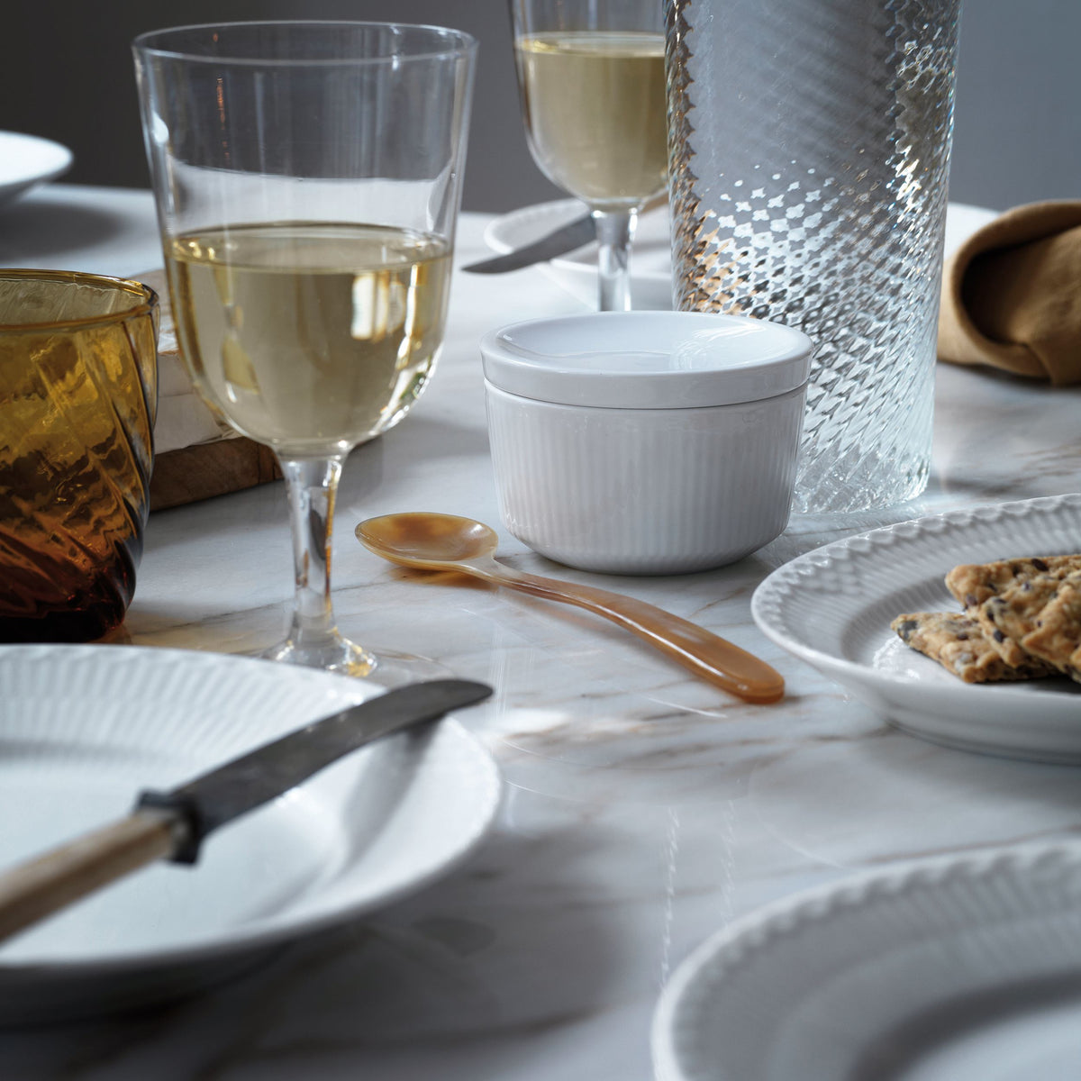 White Fluted Half Lace Plate, 22 cm