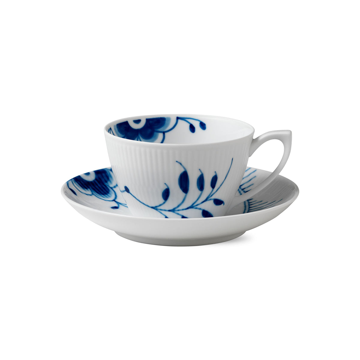 Blue Fluted Mega Cup and Saucer, 28 cl