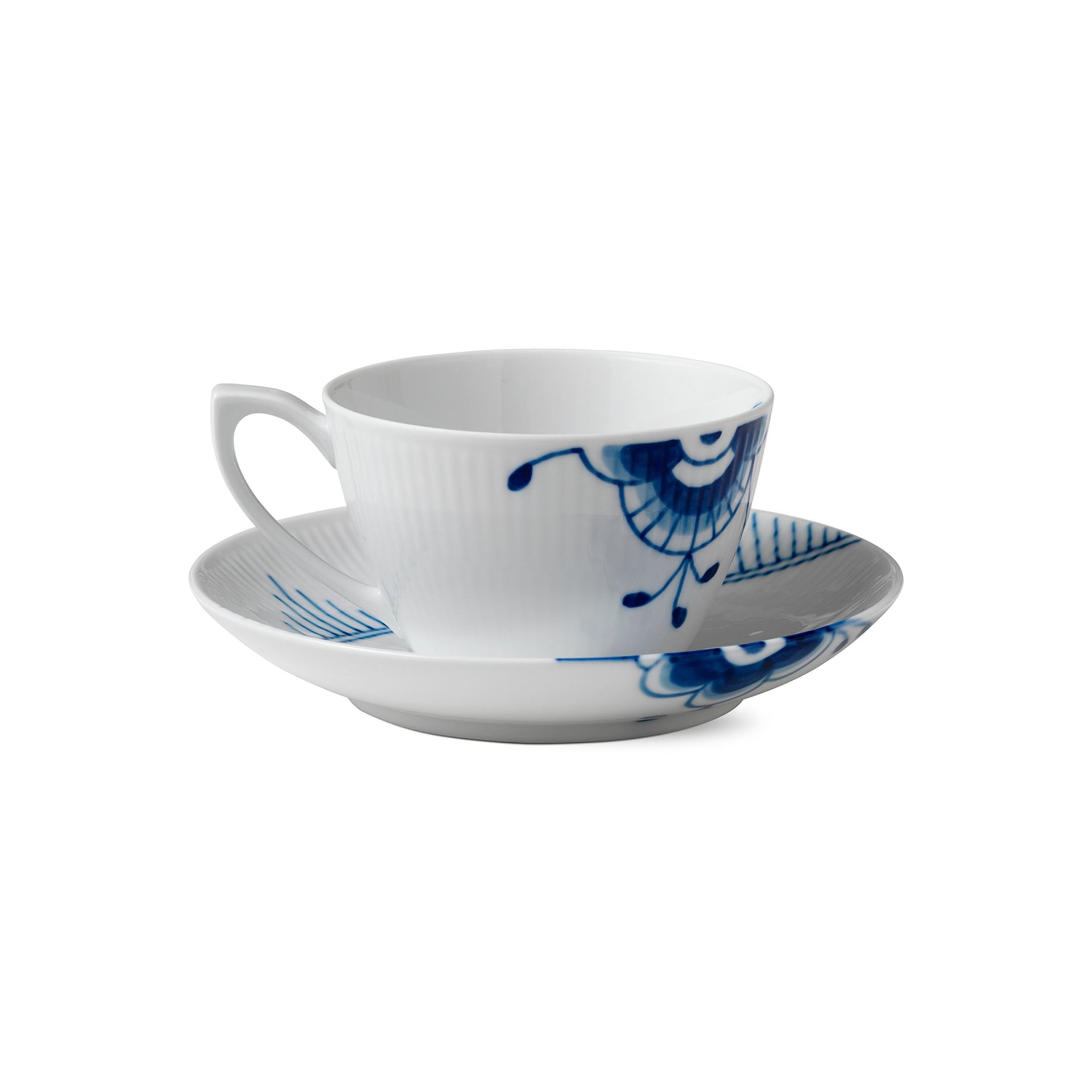 Blue Fluted Mega Cup and Saucer, 28 cl