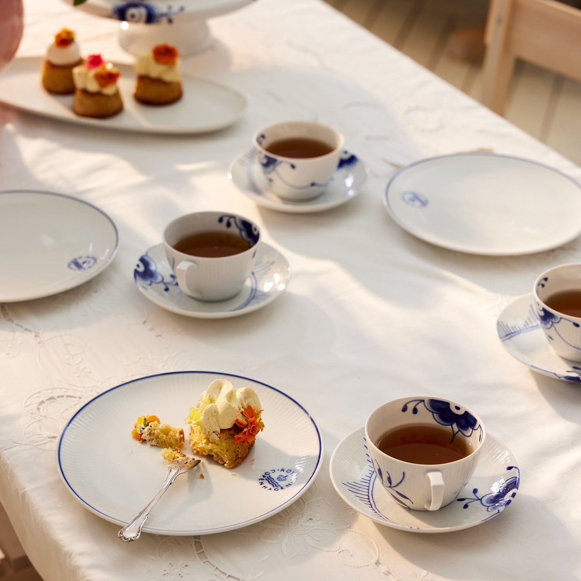 Blue Fluted Mega Cup and Saucer, 28 cl