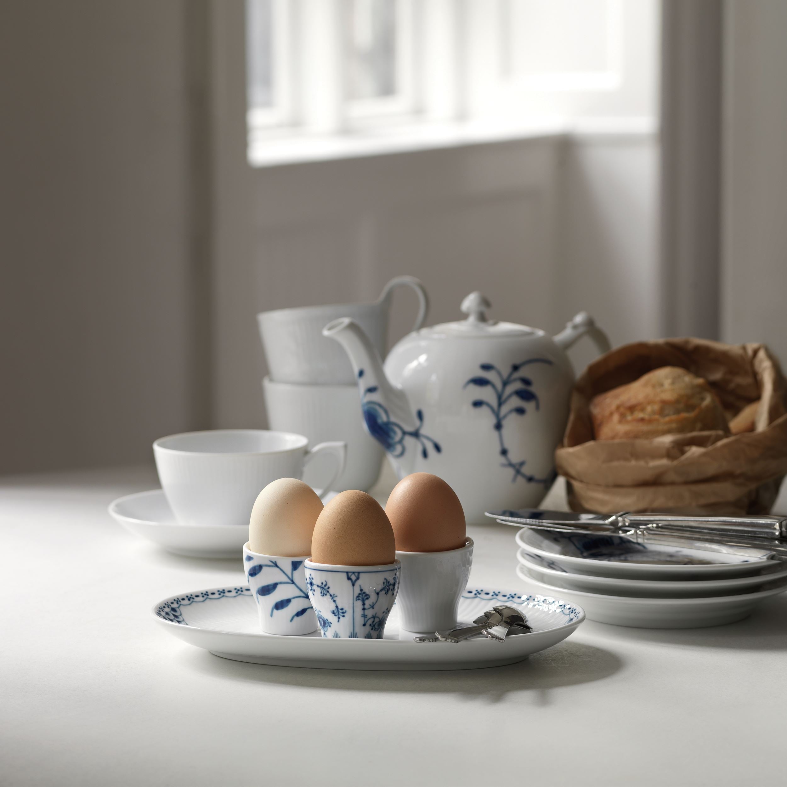 Blue Fluted Mega Egg Cup, 4.8 cm, 2 pcs | Royal Copenhagen