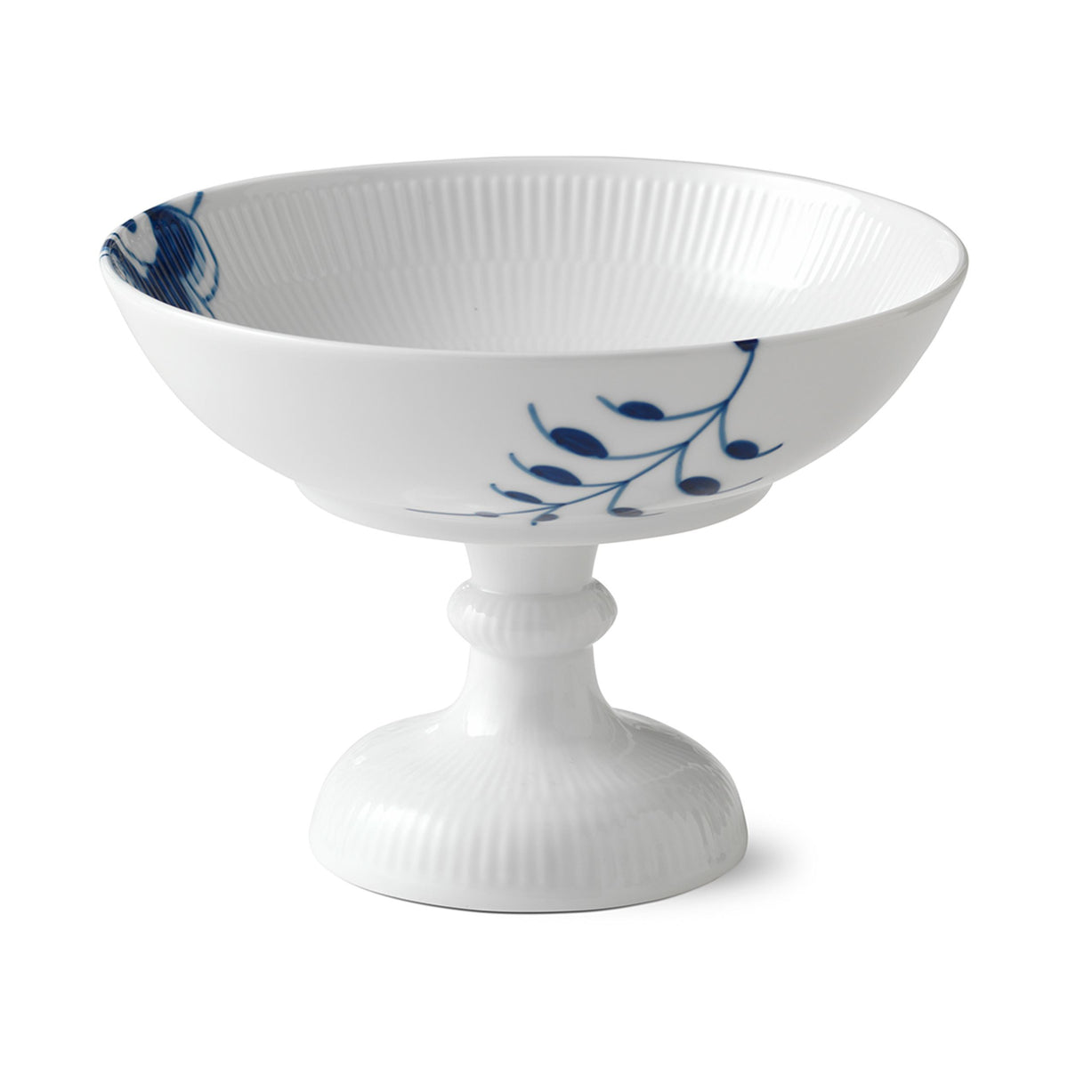 Blue Fluted Mega Bowl on High Foot, 80 cl