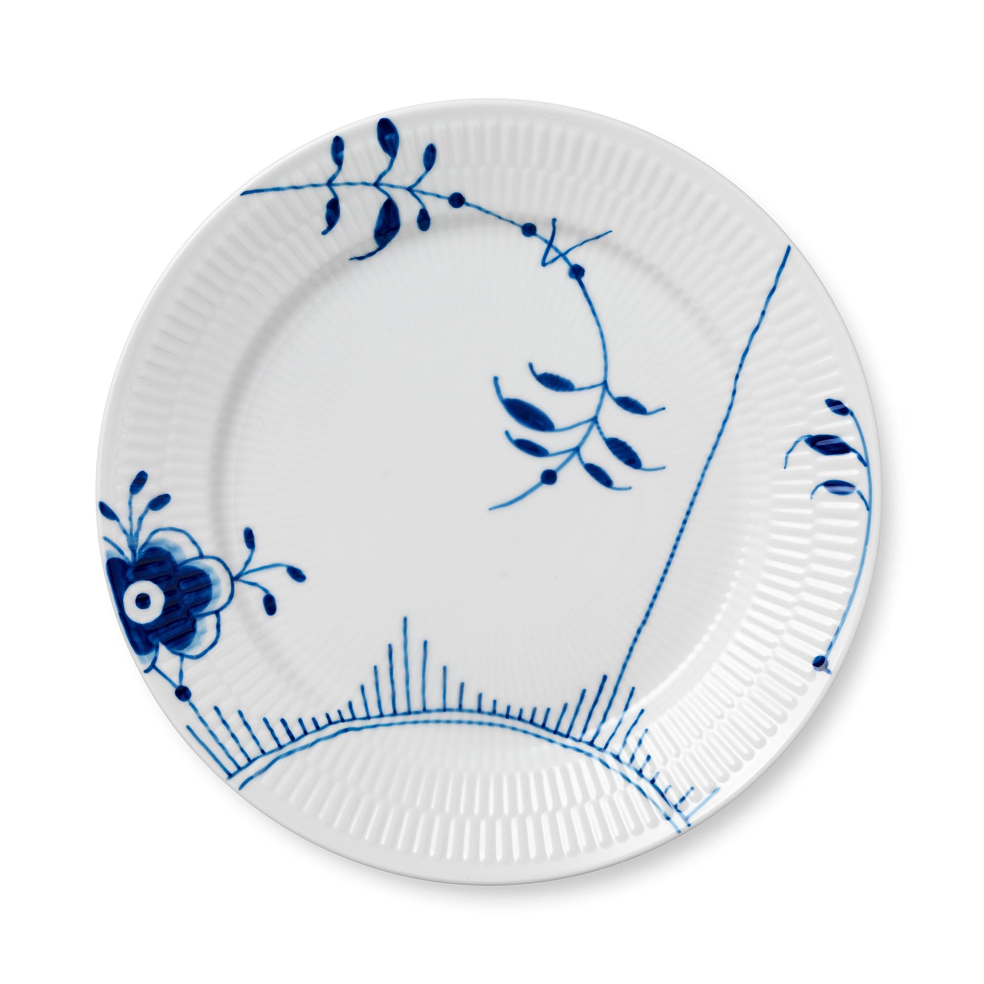 Blue Fluted Mega Plate, Decoration 2, 27 cm
