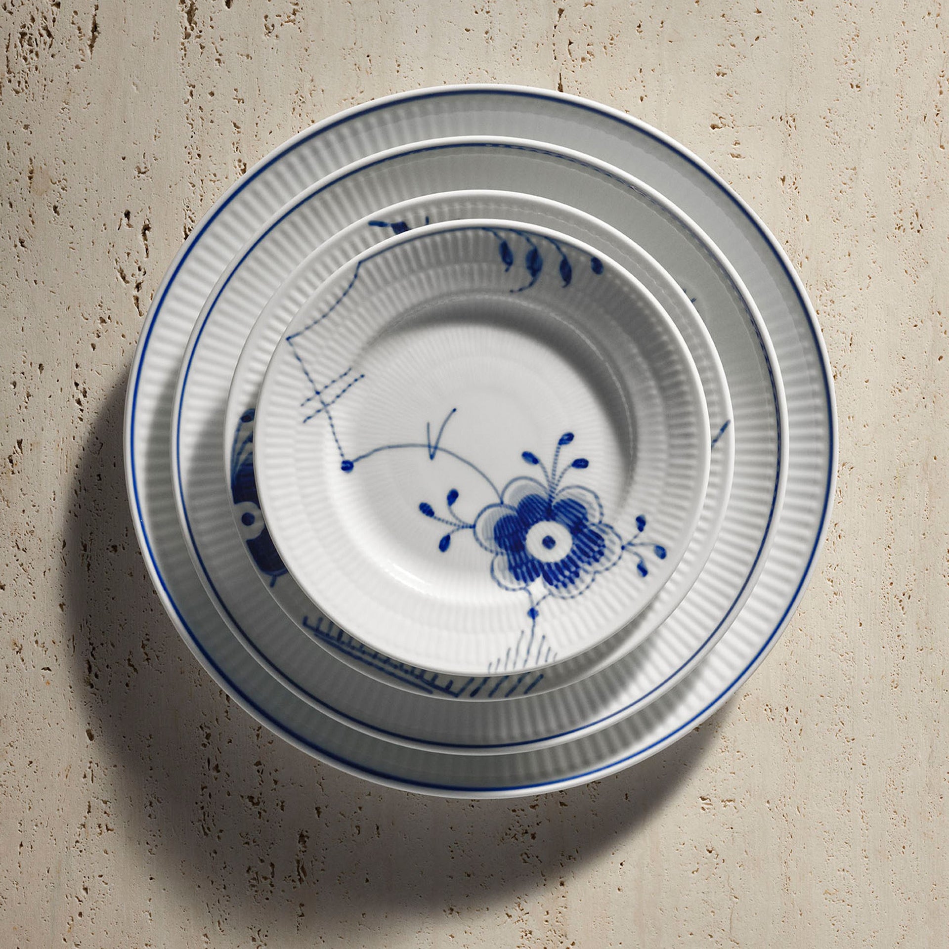Blue Fluted Mega Plate, Decoration 6, 17 cm