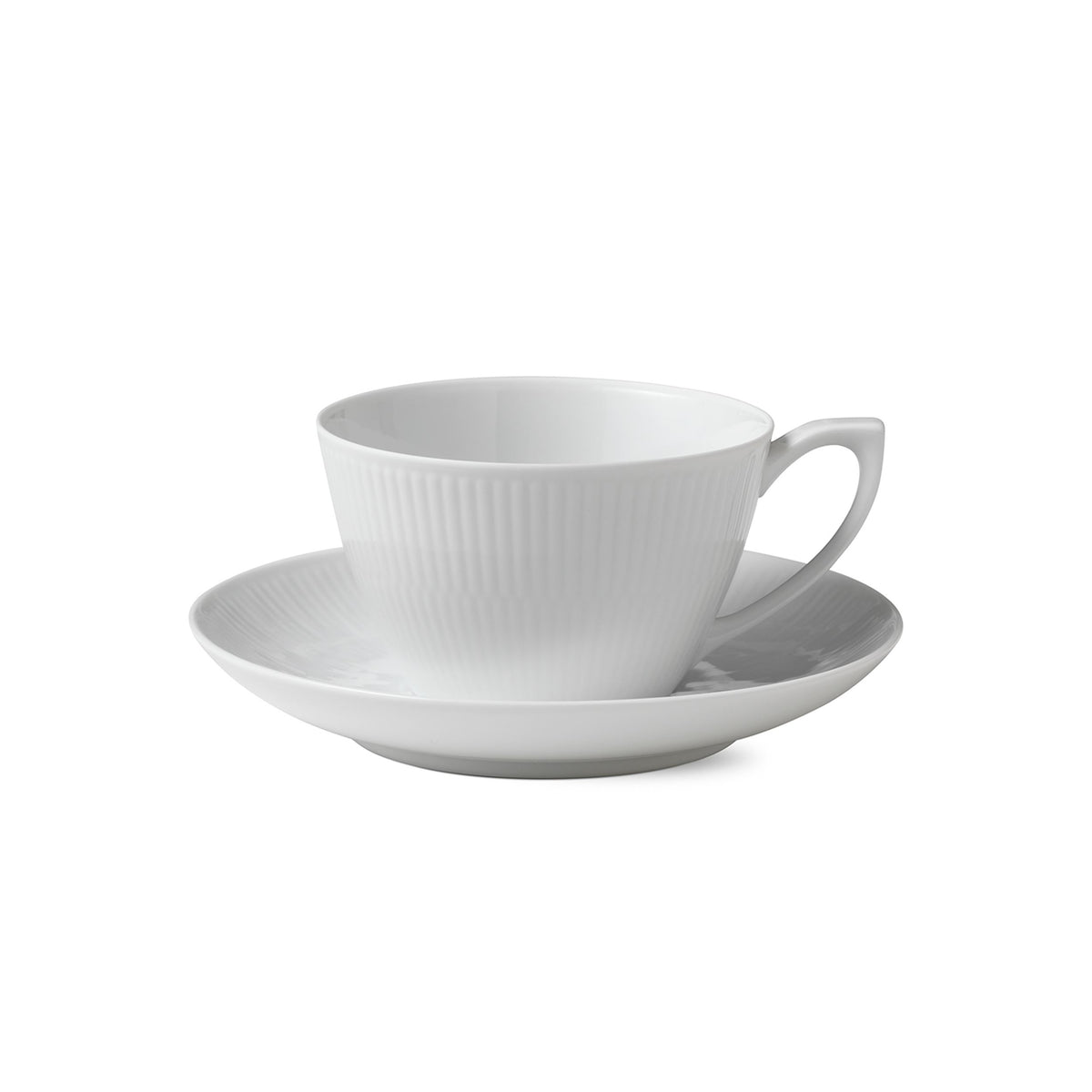 White Fluted Cup and Saucer, 28 cl