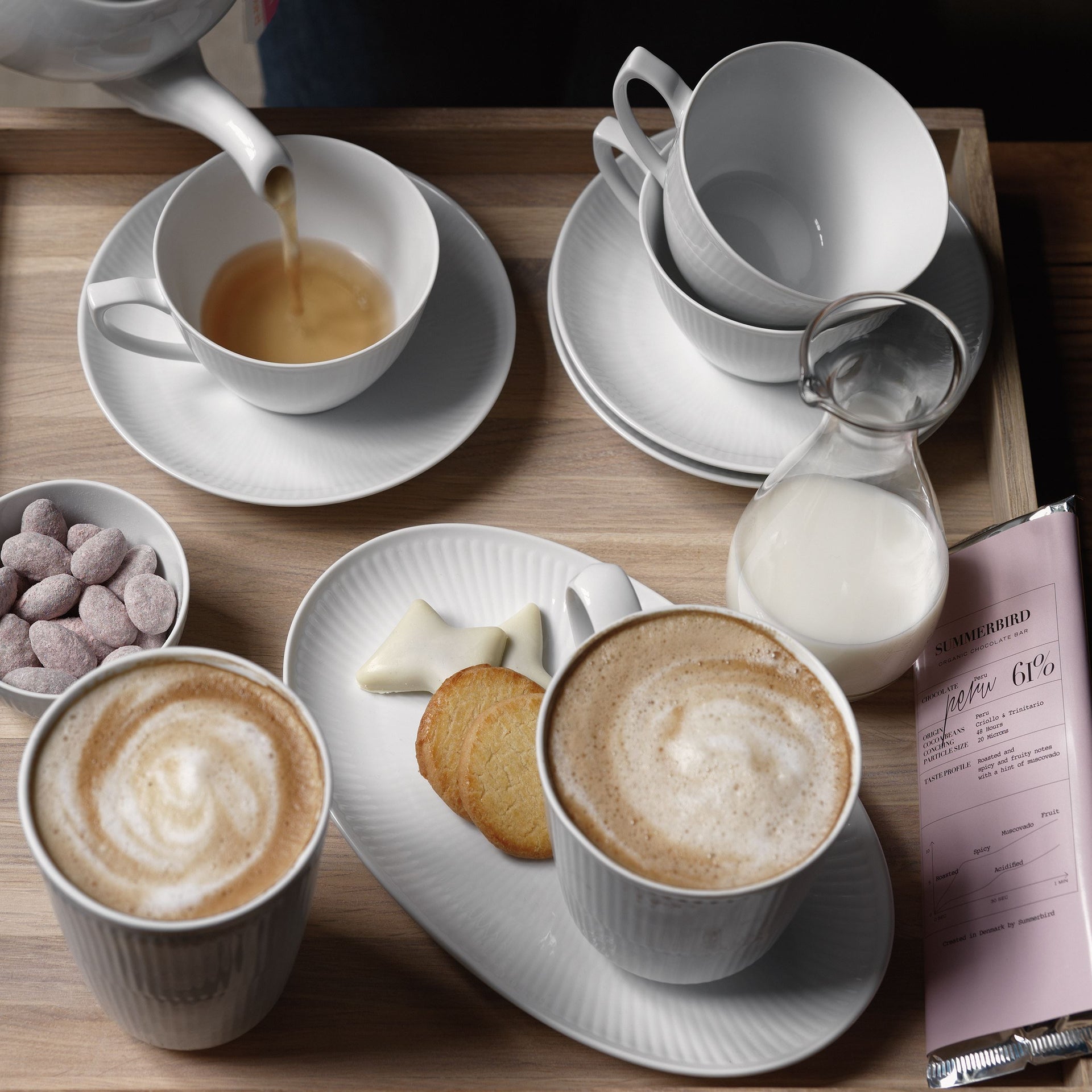 White Fluted Cup and Saucer, 28 cl