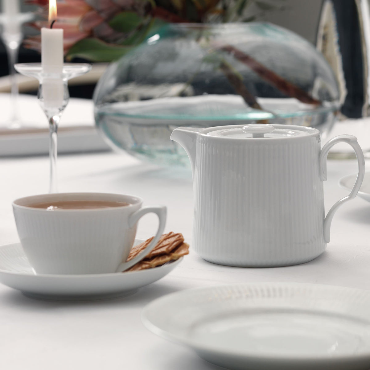 White Fluted Plate, 19 cm