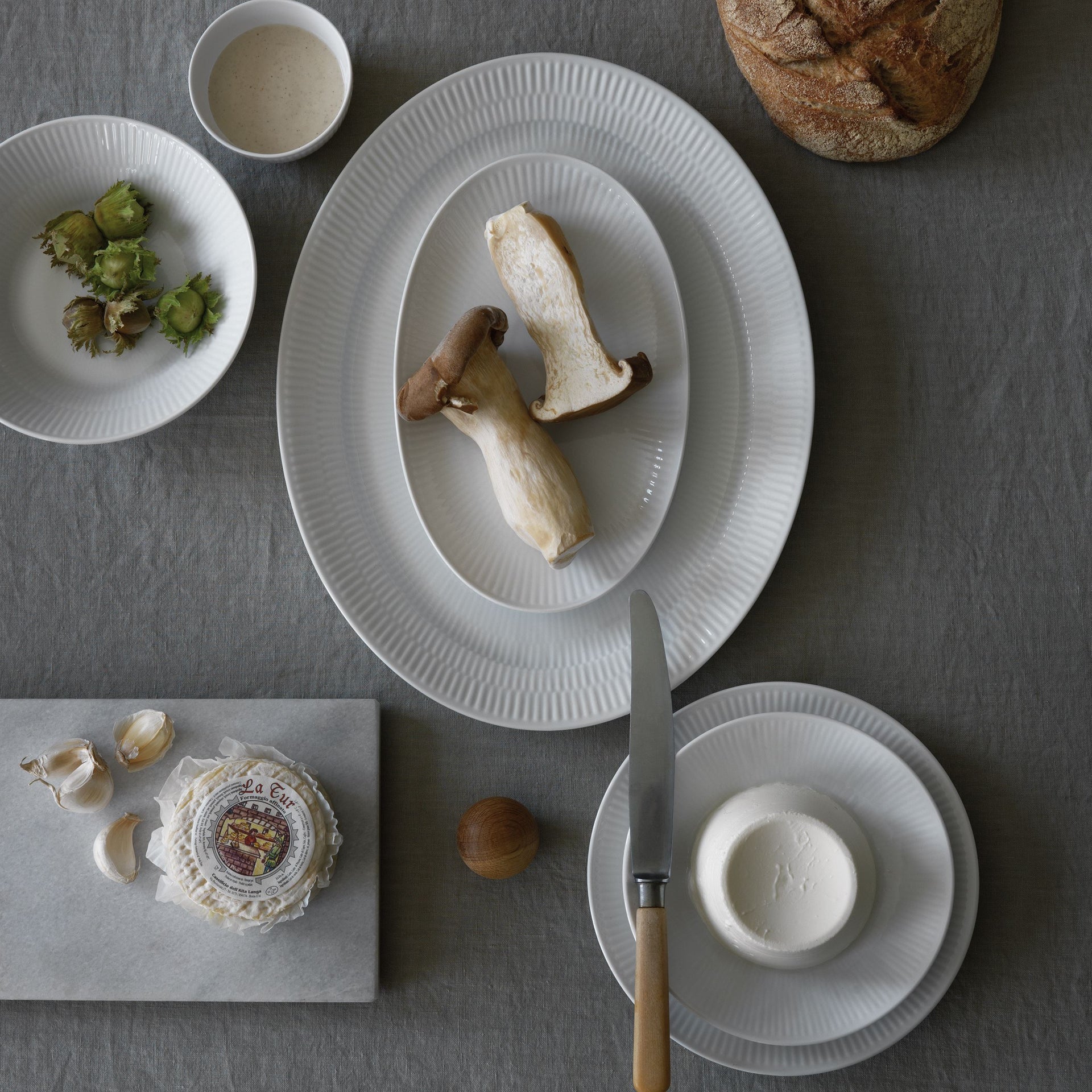 White Fluted Dish, 35 cm