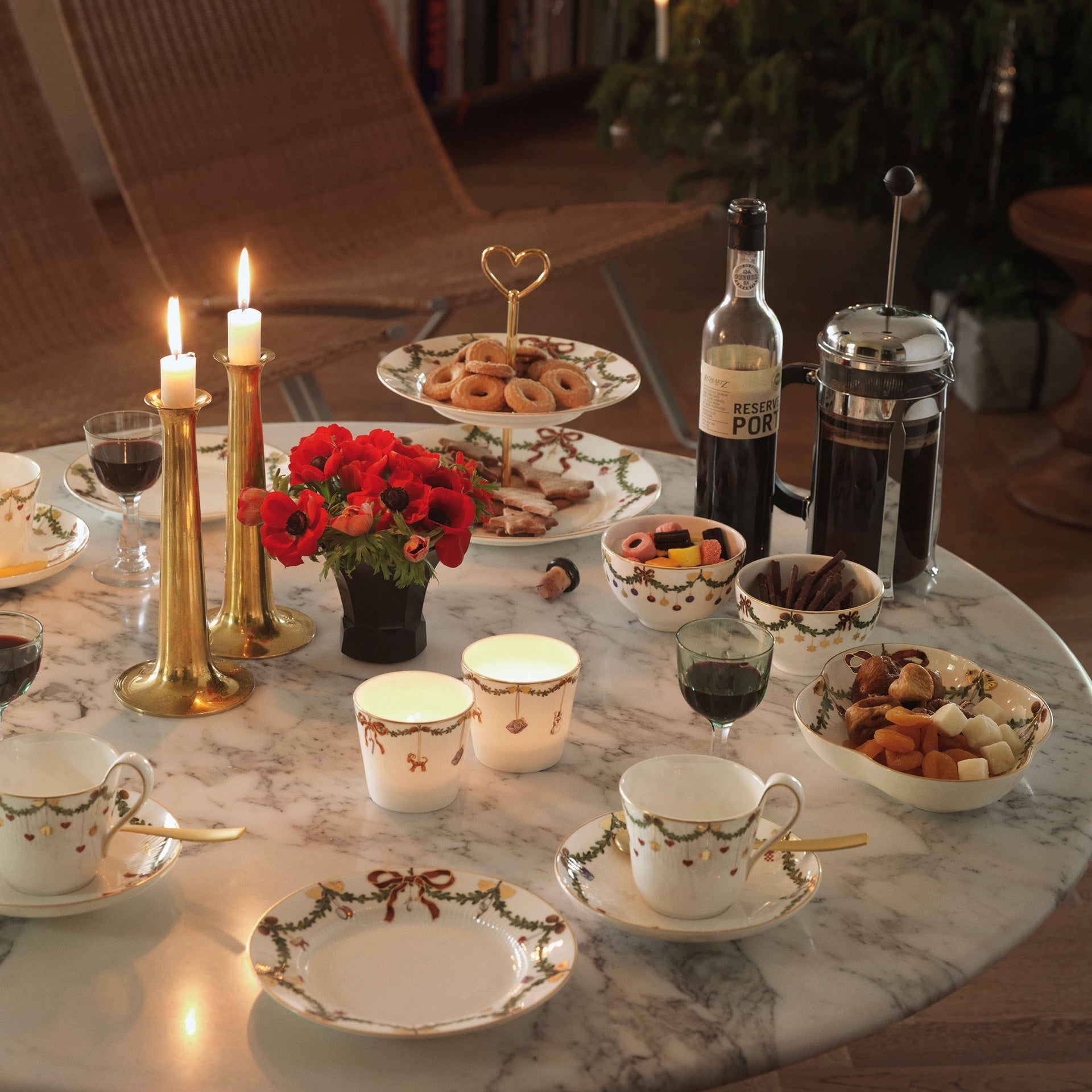 Stjerne Riflet Jul skål, 30 cl, 2 stk. - Star Fluted Christmas Bowl, 30 cl, 2 pcs
