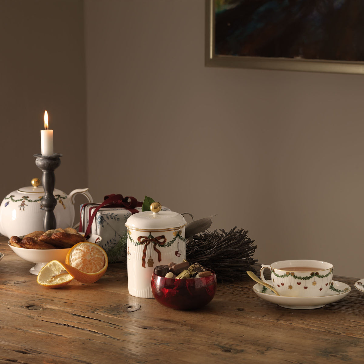 Stjerne Riflet Jul tallerken, 19 cm - Star Fluted Christmas Plate, 19 cm