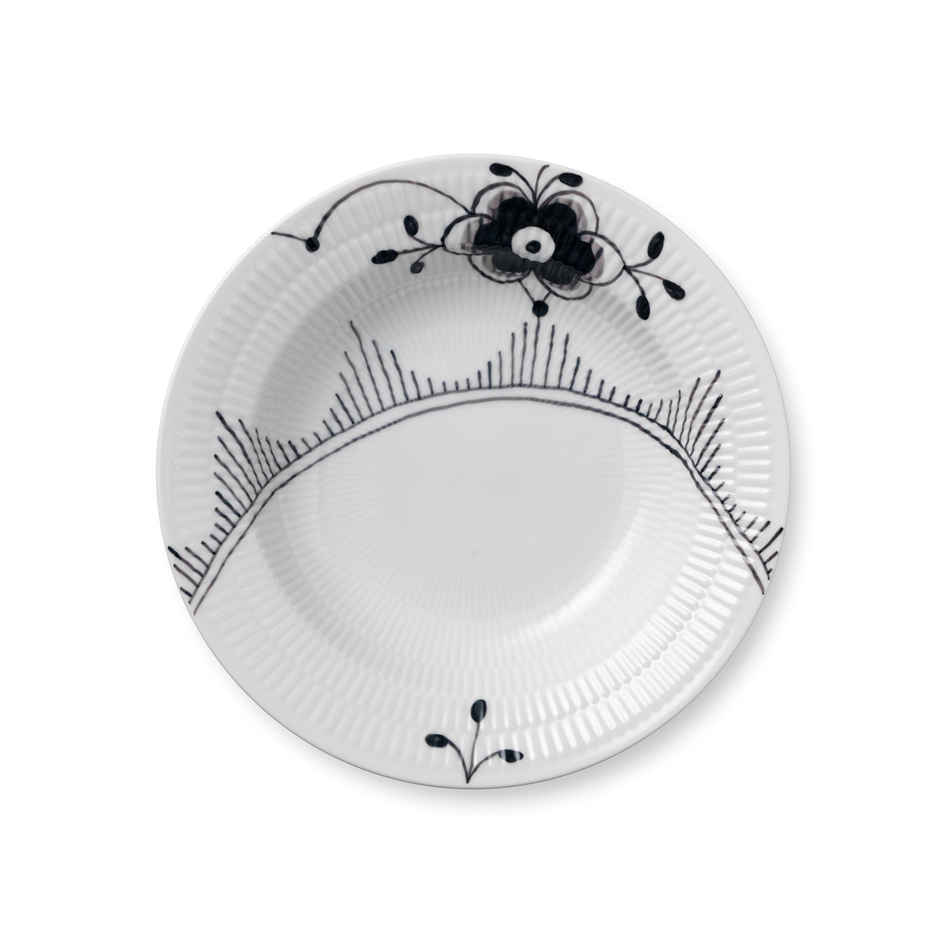 Black Fluted Mega Deep Plate, 21 cm
