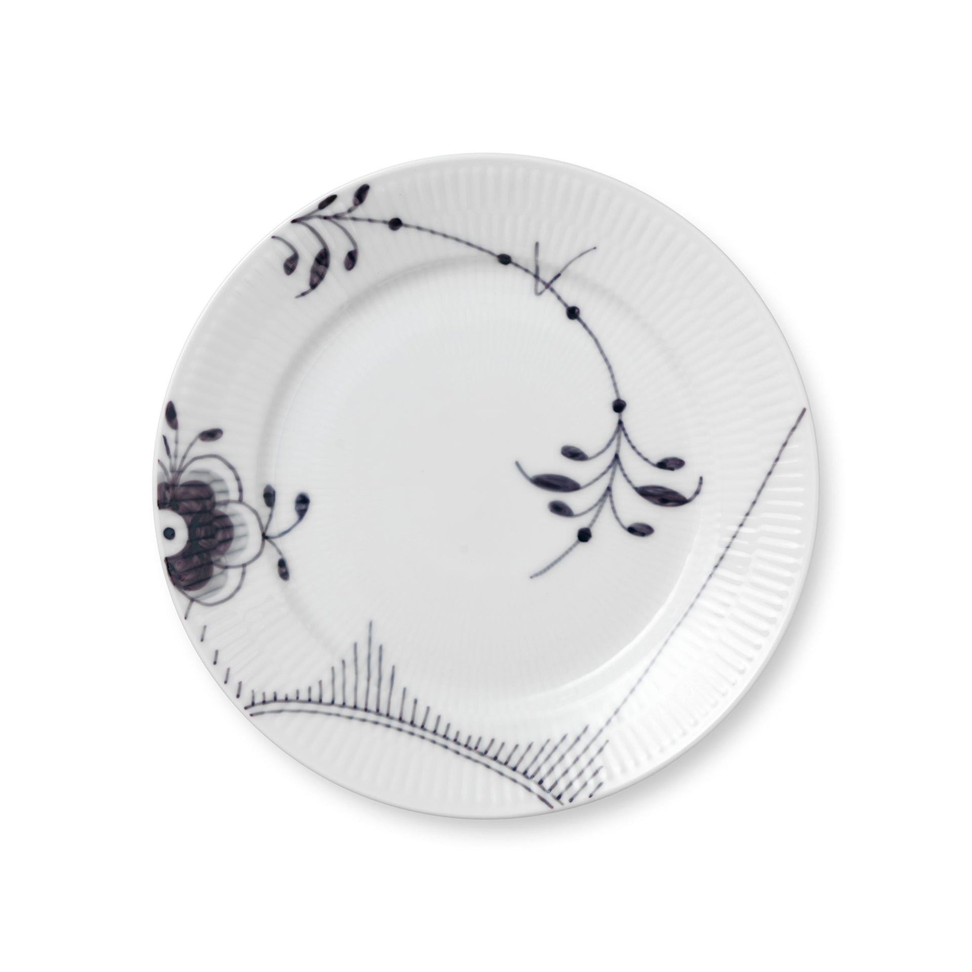 Black Fluted Mega Plate, Decoration 2, 22 cm