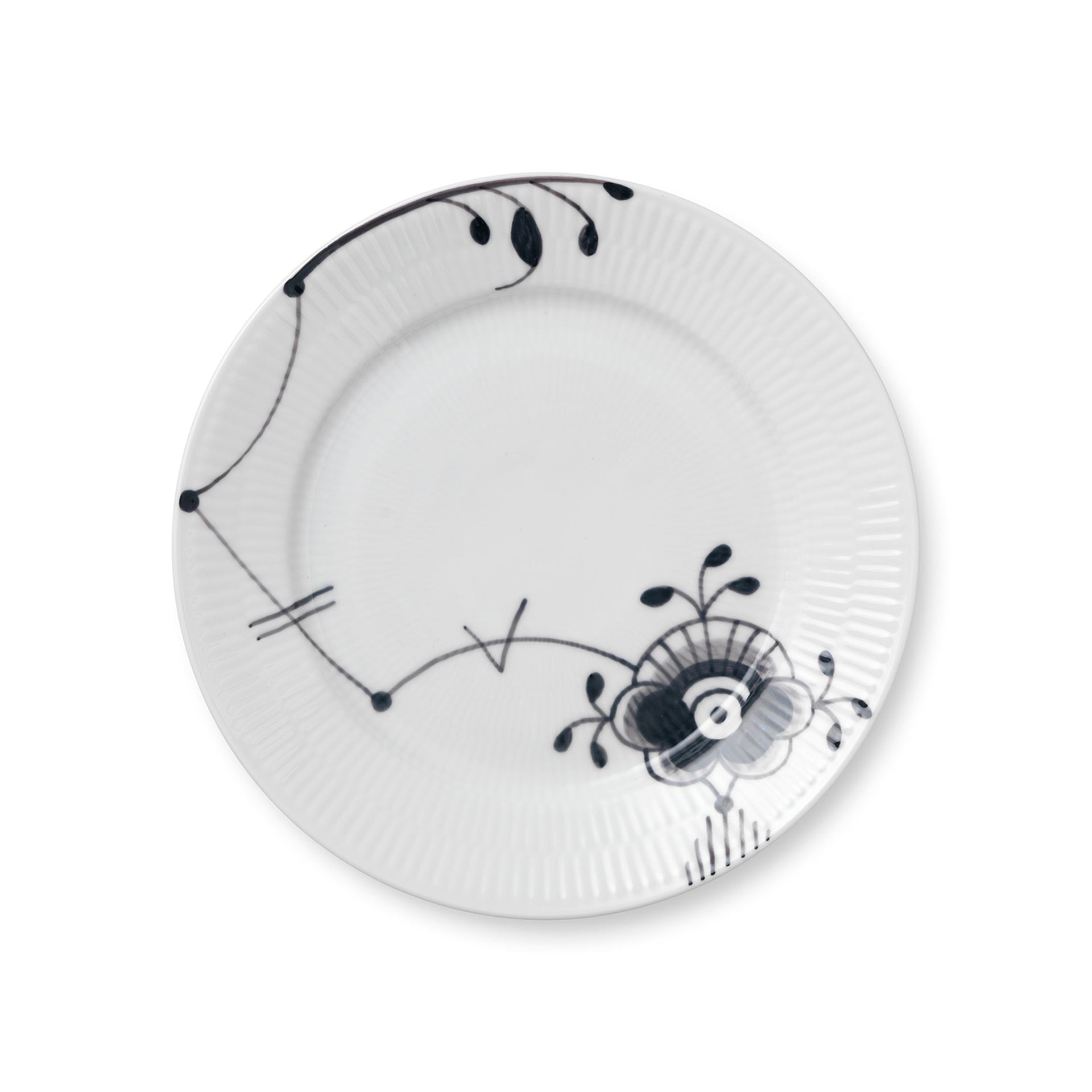 Black Fluted Mega Plate, 22 cm