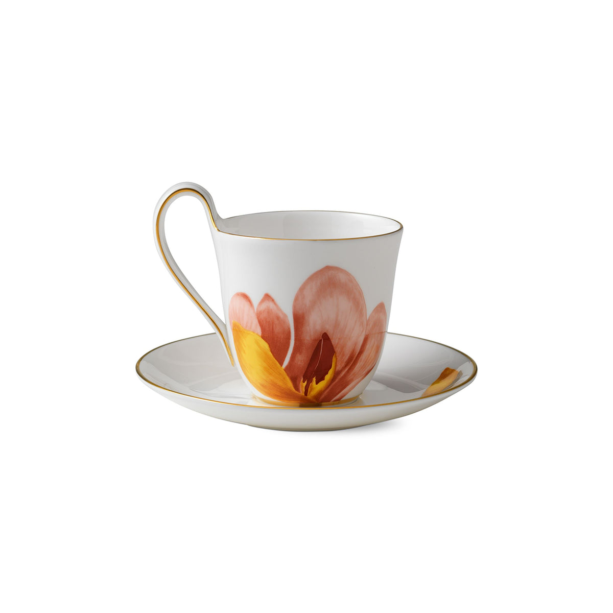 Flora højhankskop og underkop, Magnolia, 27 cl - Flora High Handle Cup and Saucer, Magnolia, 27 cl