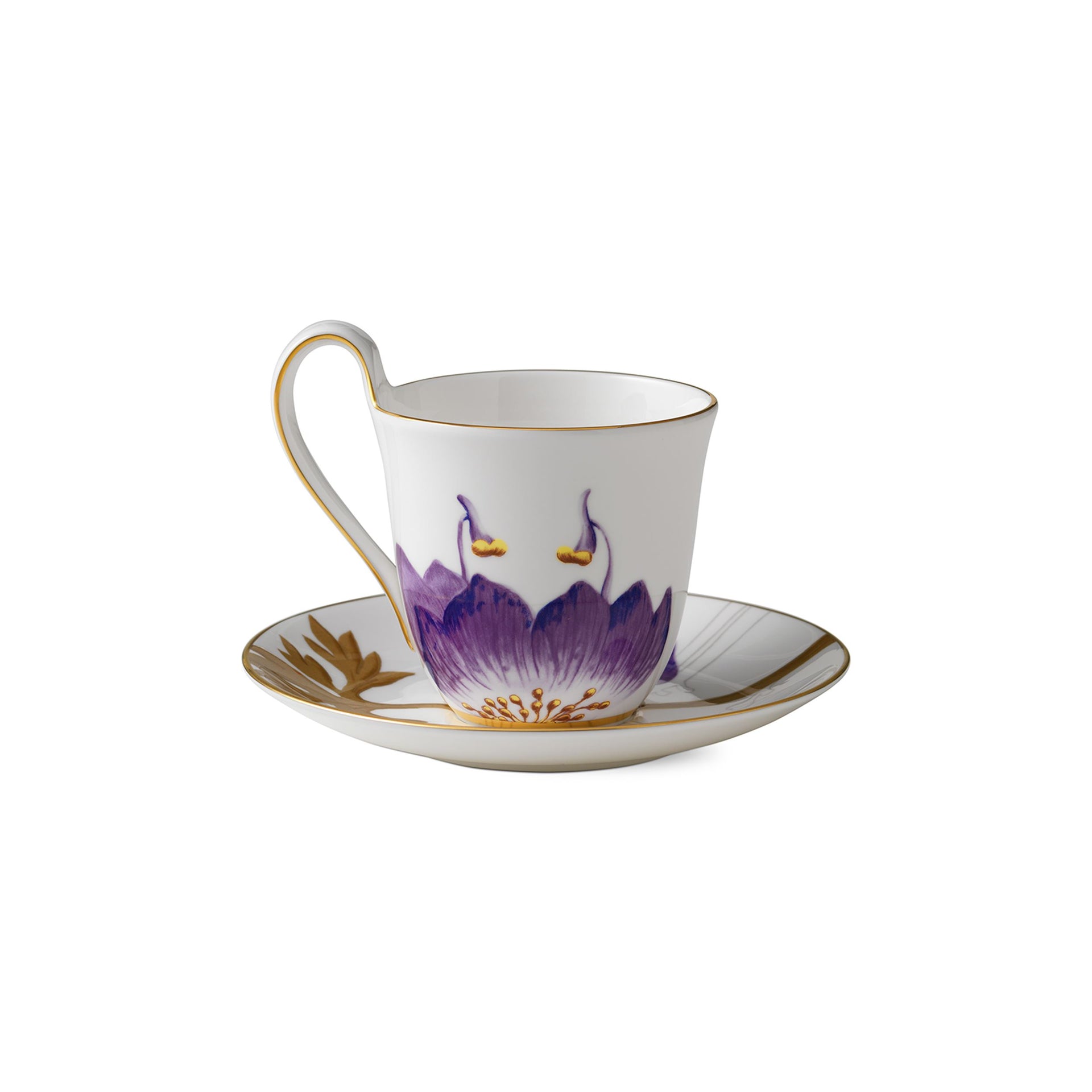 Flora højhankskop og underkop, Stedmoderblomst, 27 cl - Flora High Handle Cup and Saucer, Pansy, 27 cl