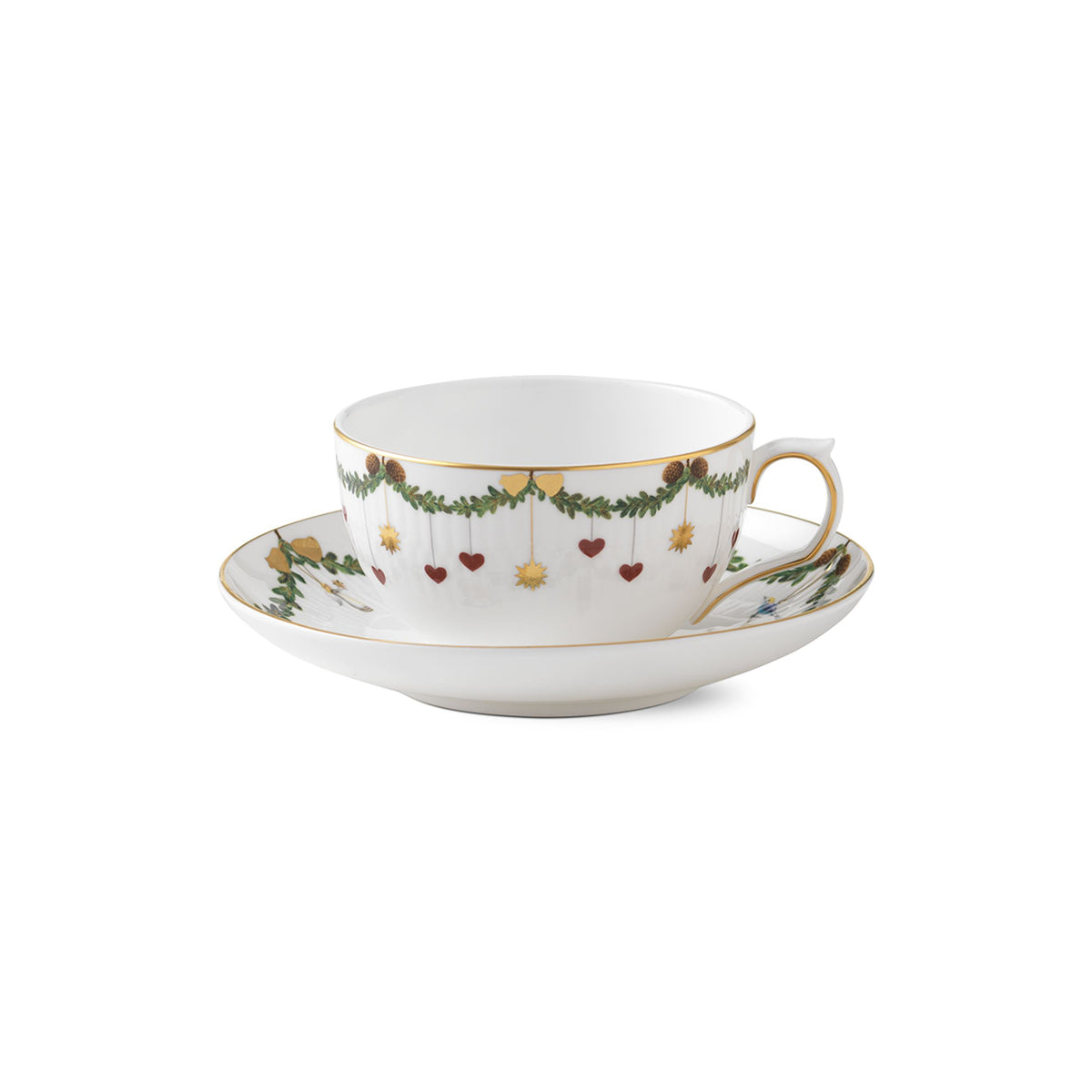 Star Fluted Christmas Cup and Saucer, 32 cl