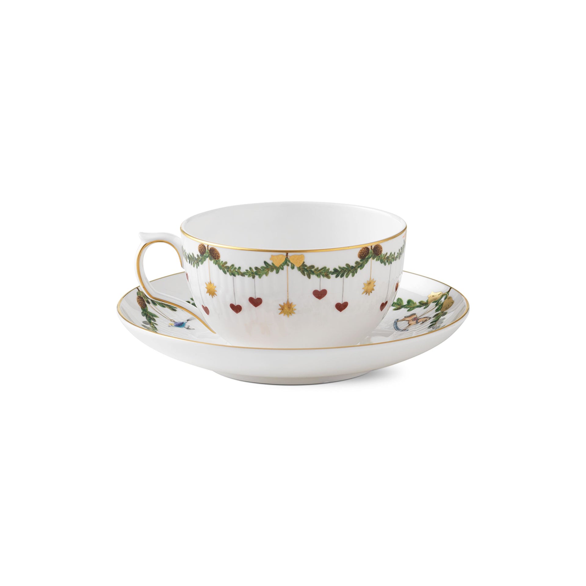 Star Fluted Christmas Cup and Saucer, 32 cl