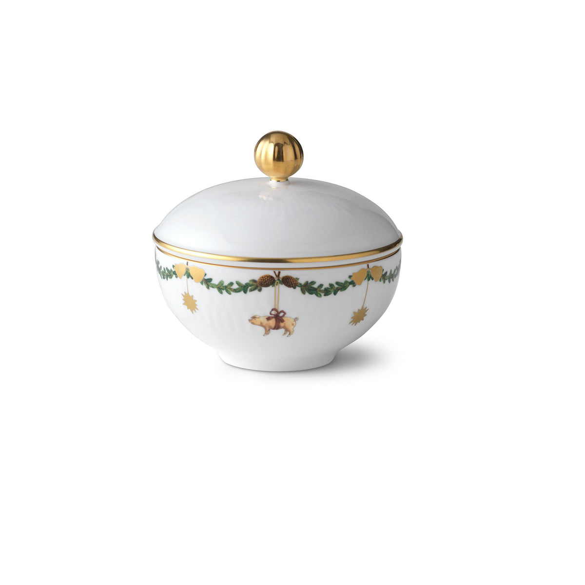 Star Fluted Christmas Sugar Bowl with Lid, 15 cl