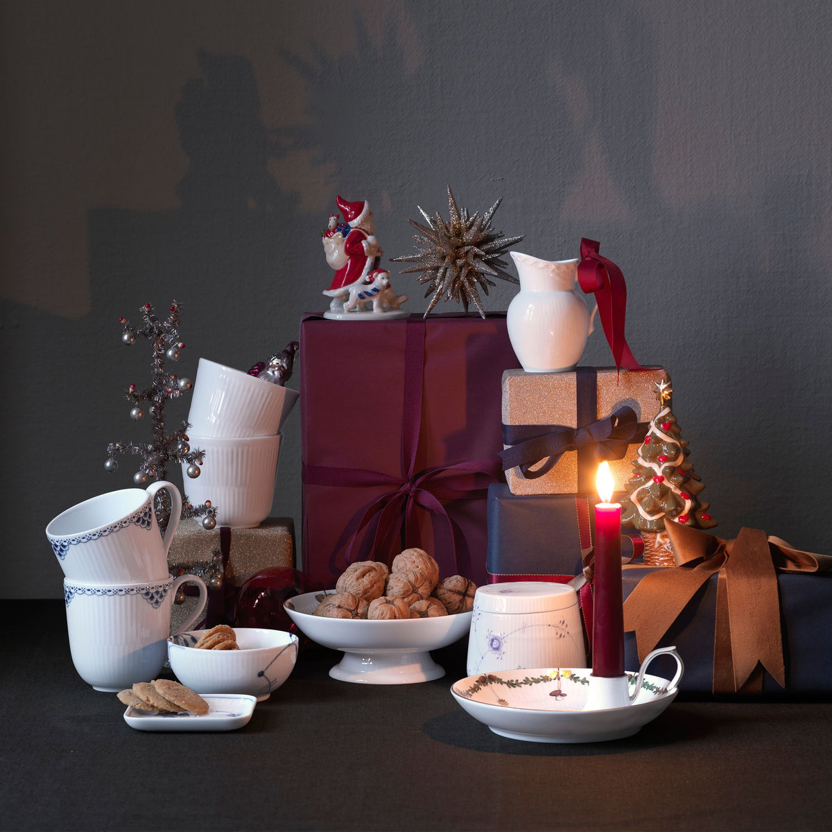 Star Fluted Christmas Candleholder, 17.5 cm