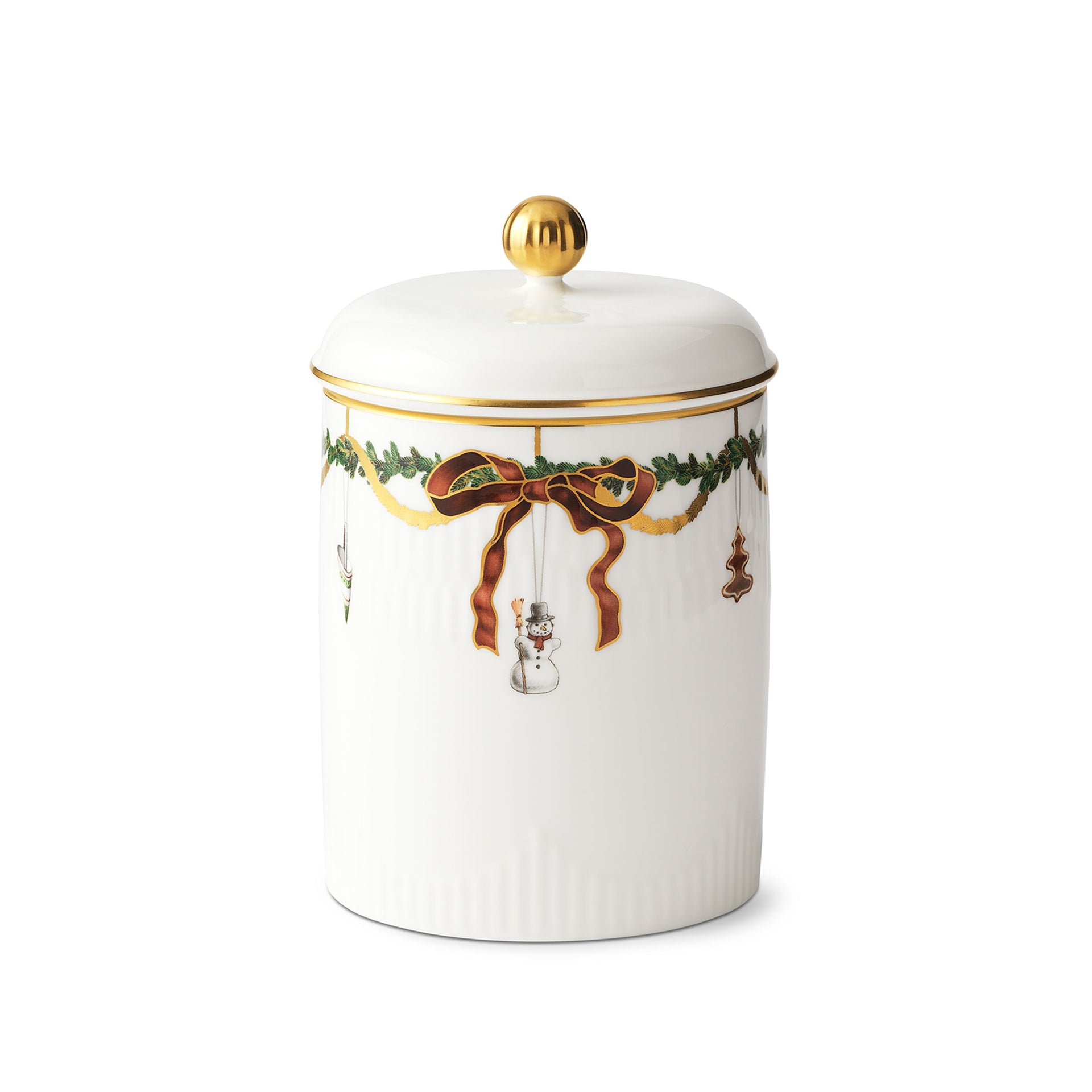 Stjerne Riflet Jul krukke med låg, 16 cm - Star Fluted Christmas Jar with Lid, 16 cm