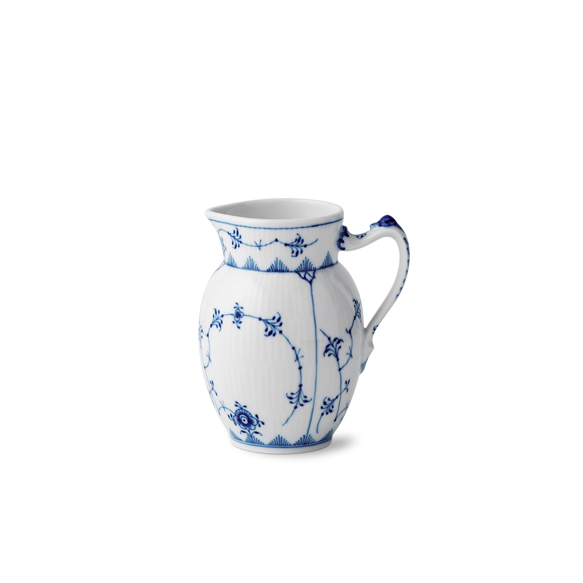 Blue Fluted Plain Milk Jug, 38 cl