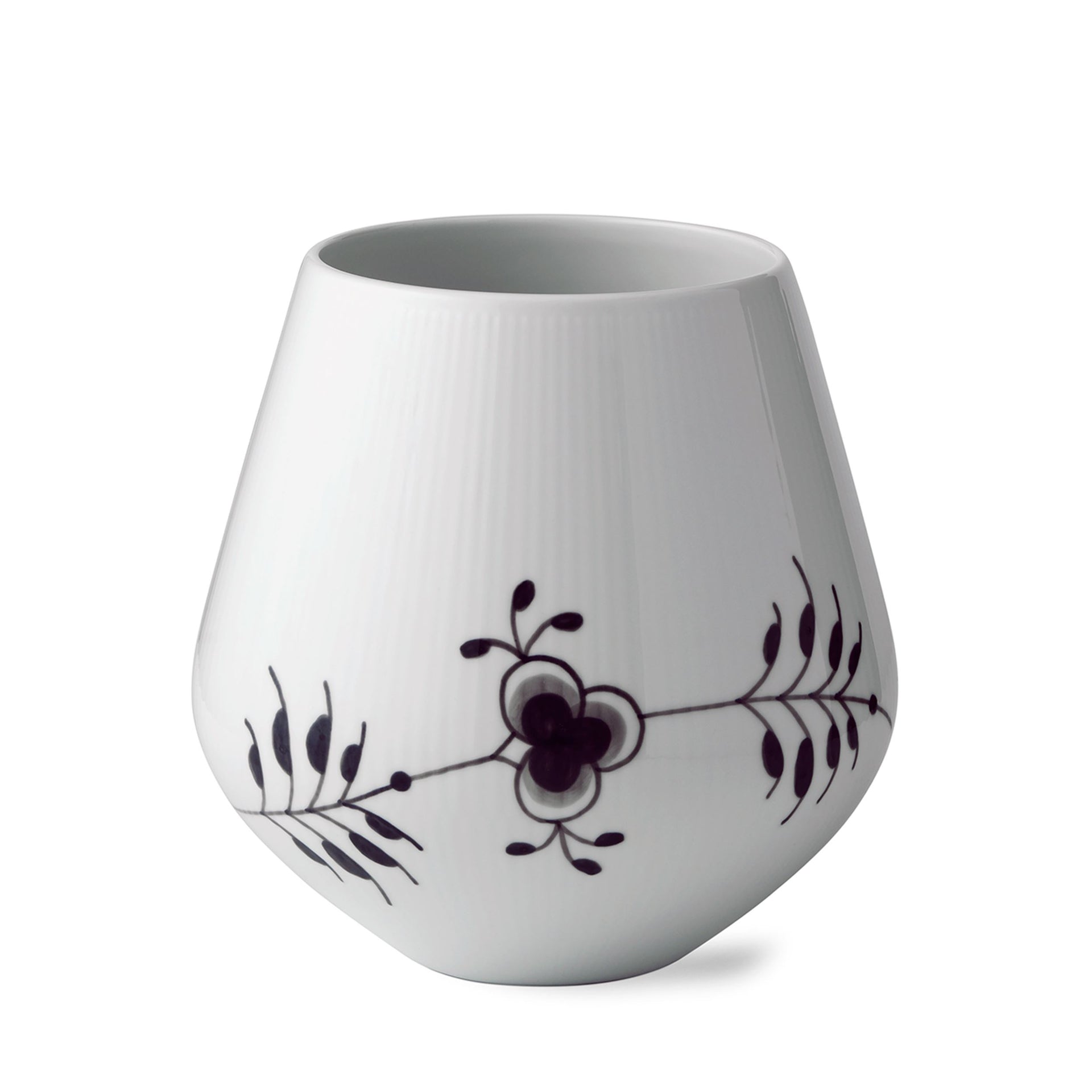 Black Fluted Mega Vase, 20.5 cm