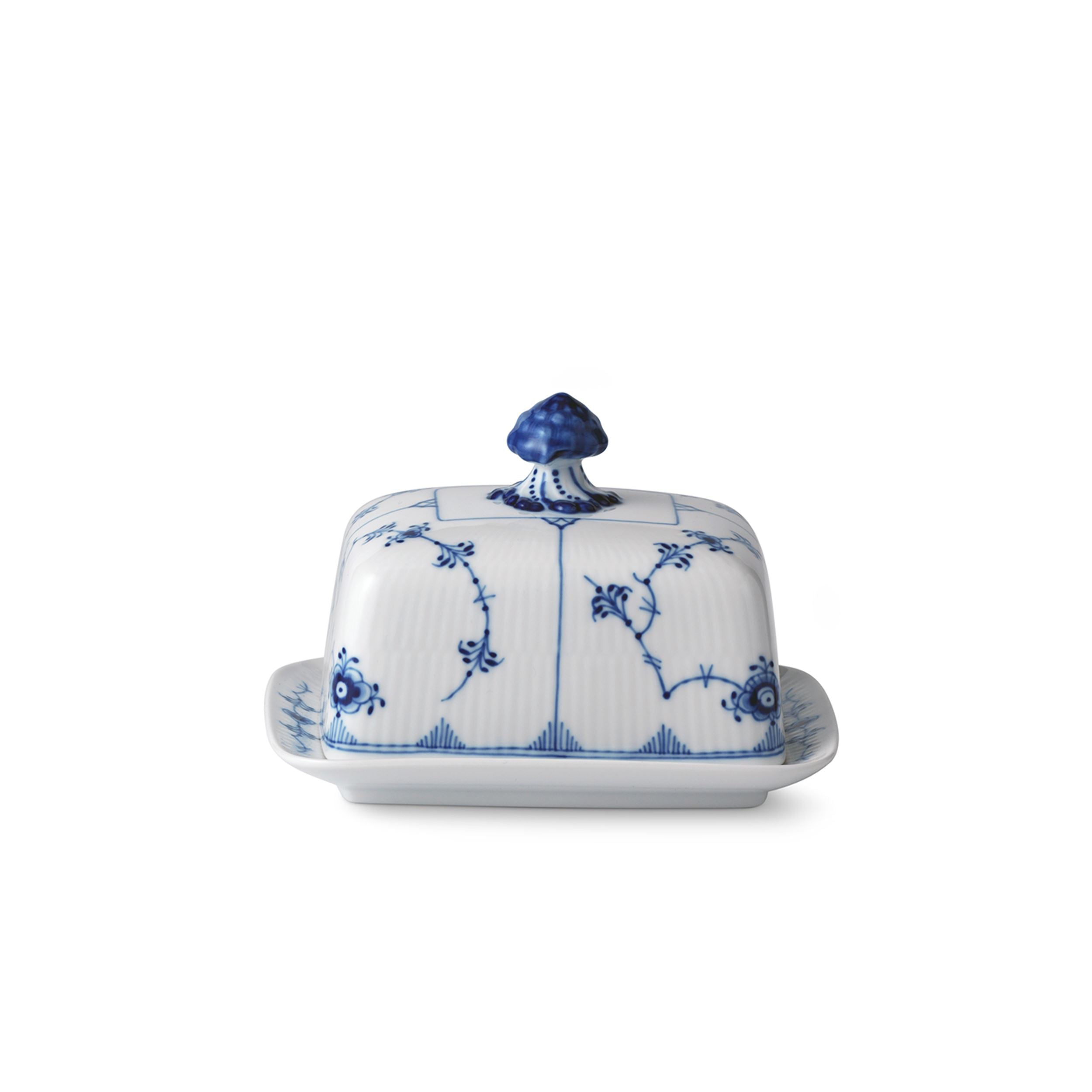 Blue Fluted Plain Butter Dish, 42 cl