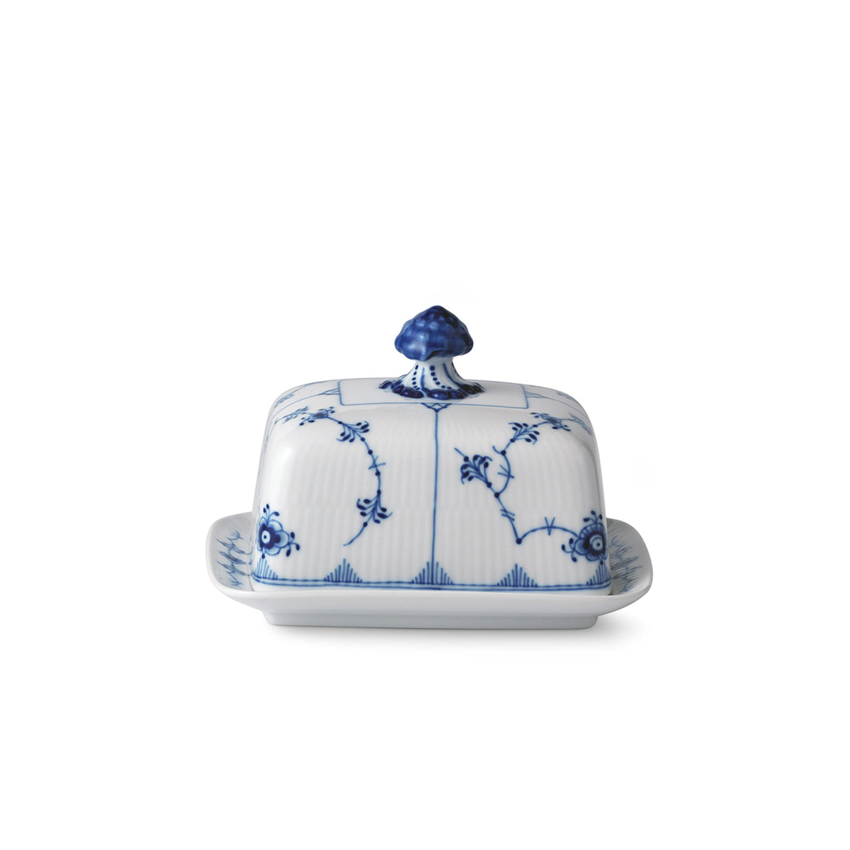 Blue Fluted Plain Butter Dish, 42 cl