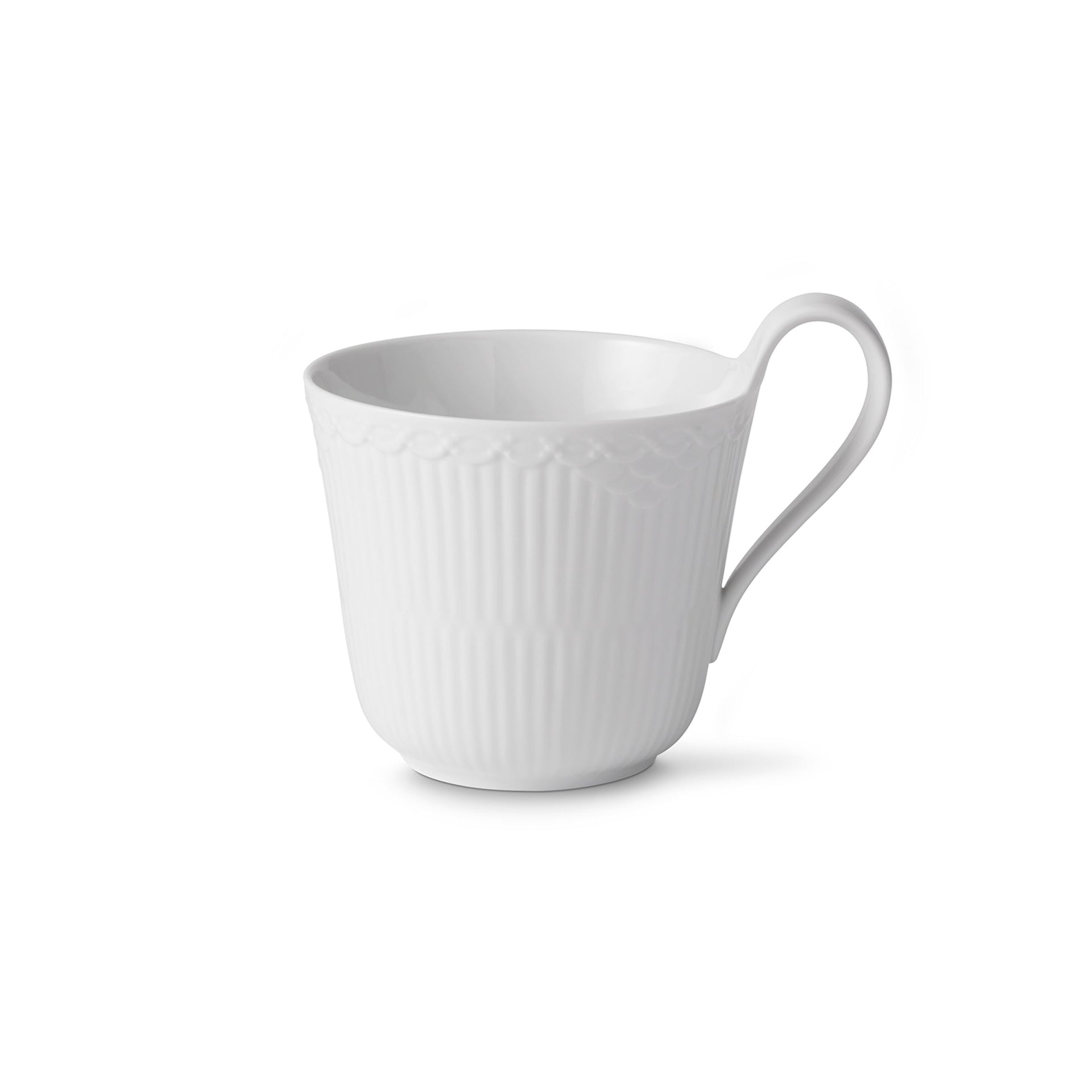 White Fluted Half Lace High Handle Cup, 33 cl