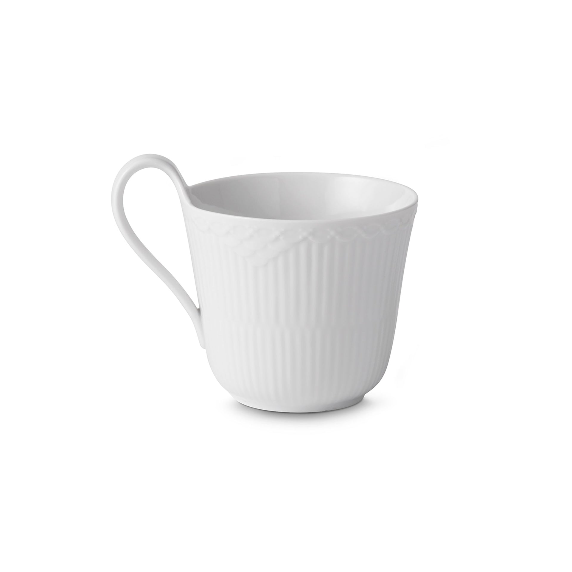 White Fluted Half Lace High Handle Cup, 33 cl