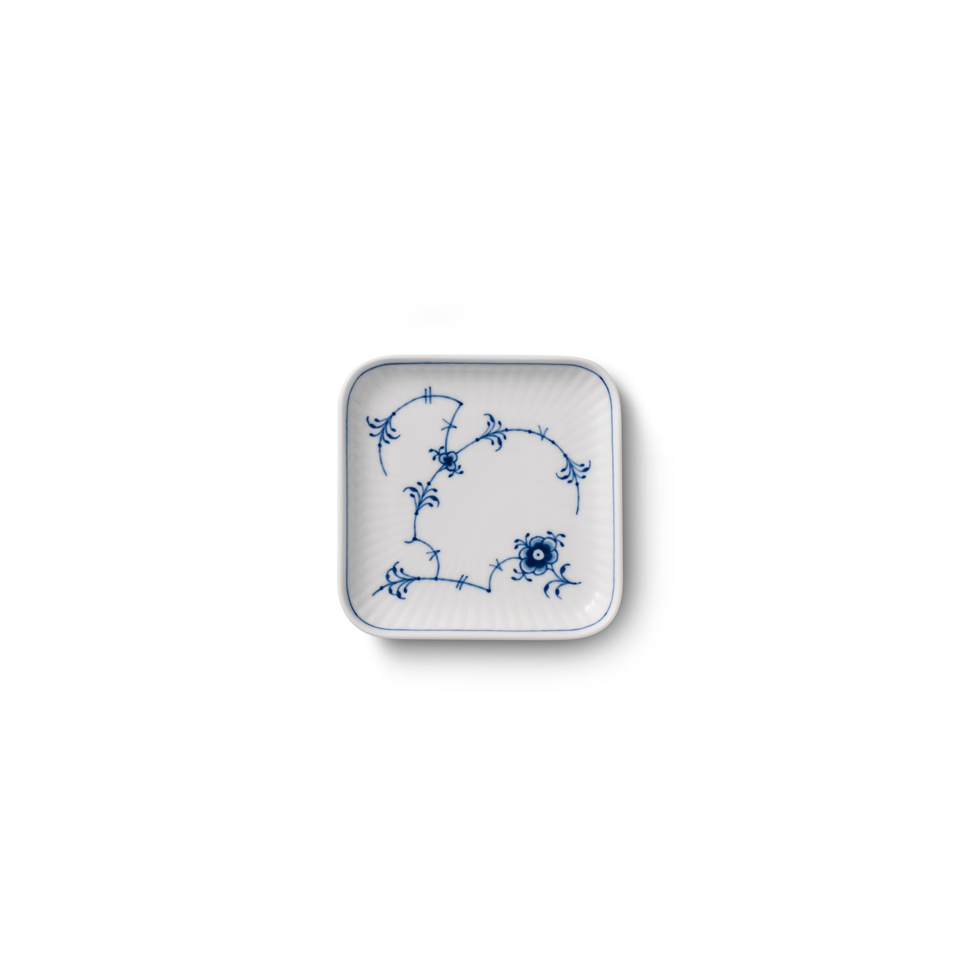 Blue Fluted Plain Square Assiette, 10 cm