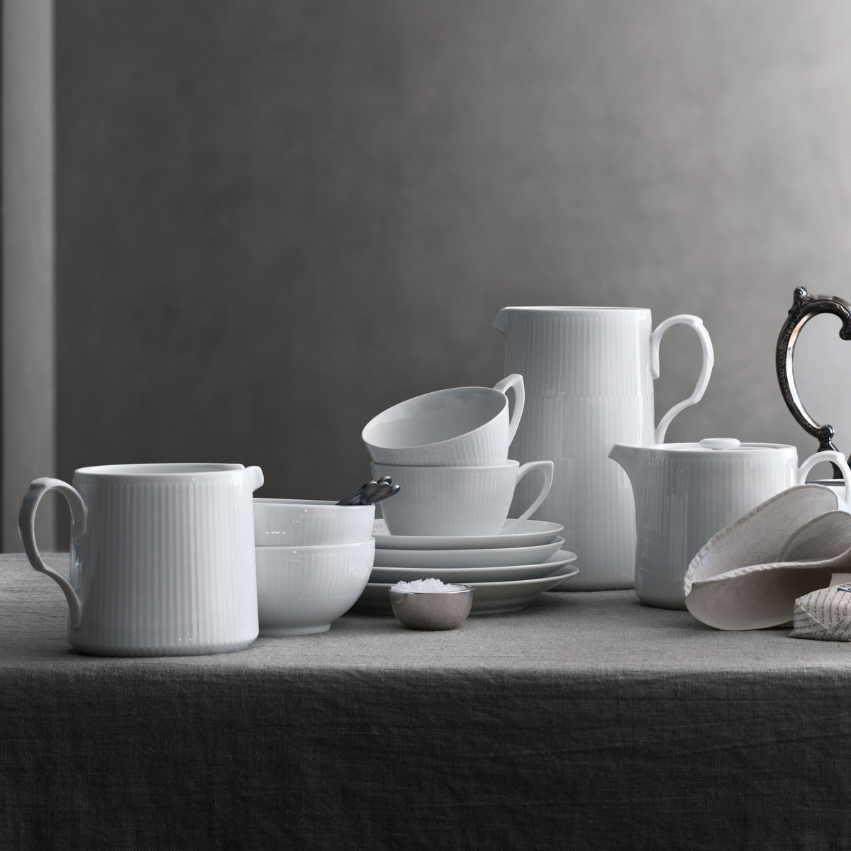 White Fluted Jug, 70 cl
