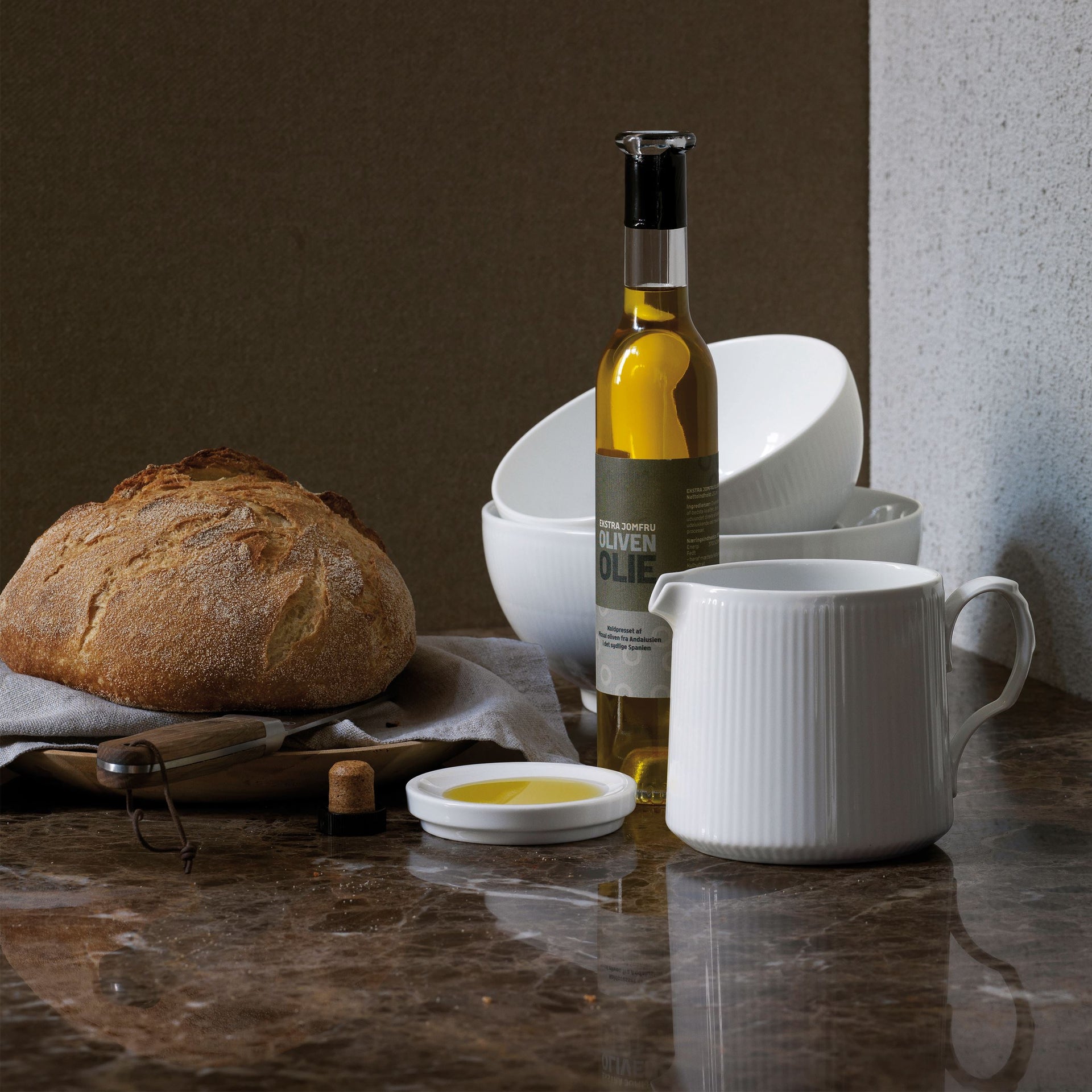 White Fluted Jug, 70 cl