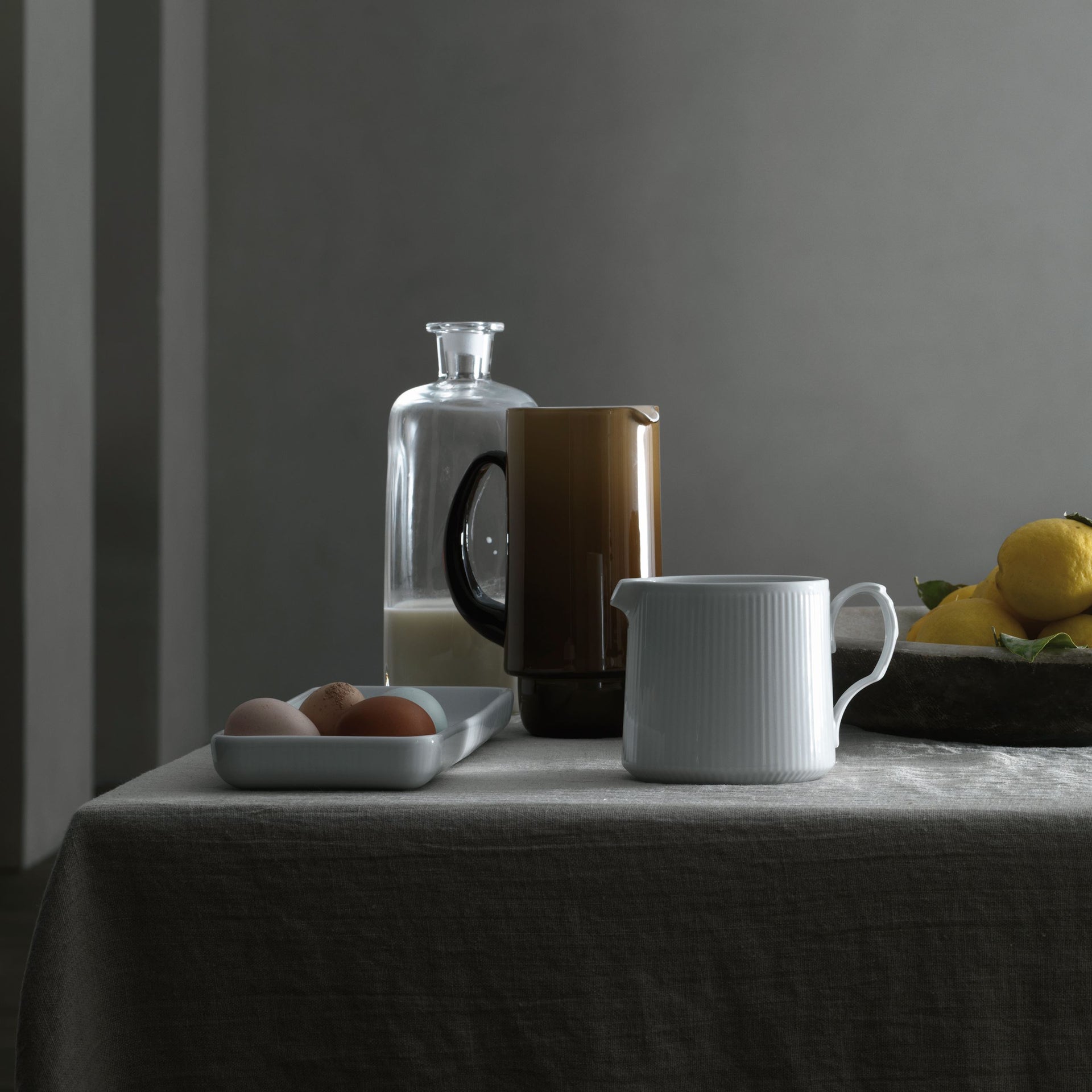 White Fluted Jug, 70 cl
