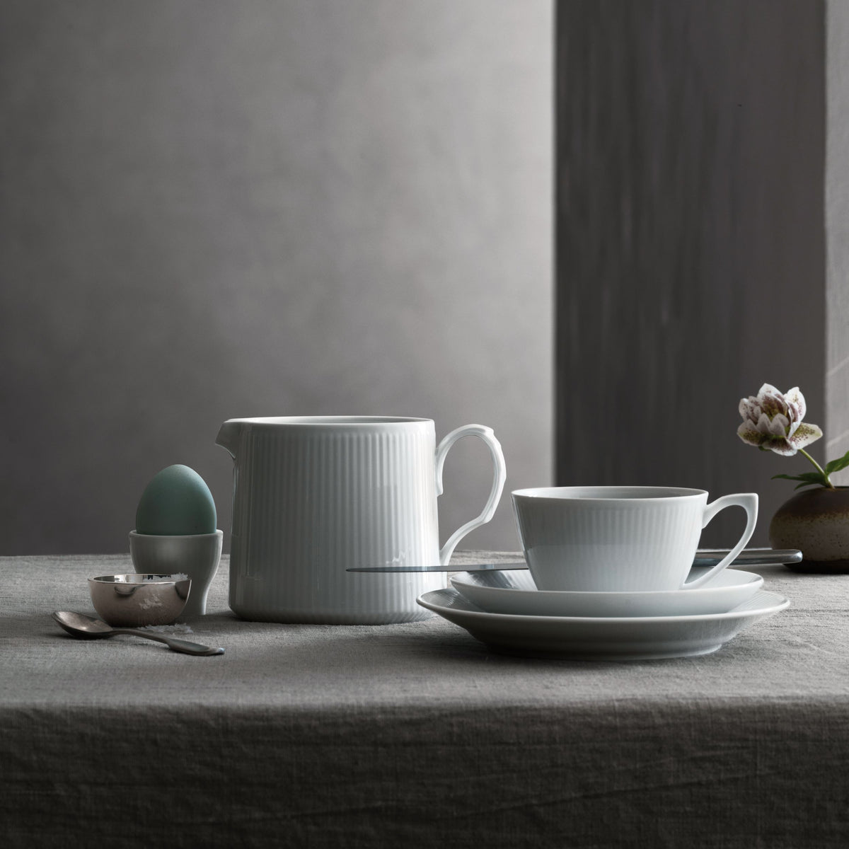 White Fluted Jug, 70 cl
