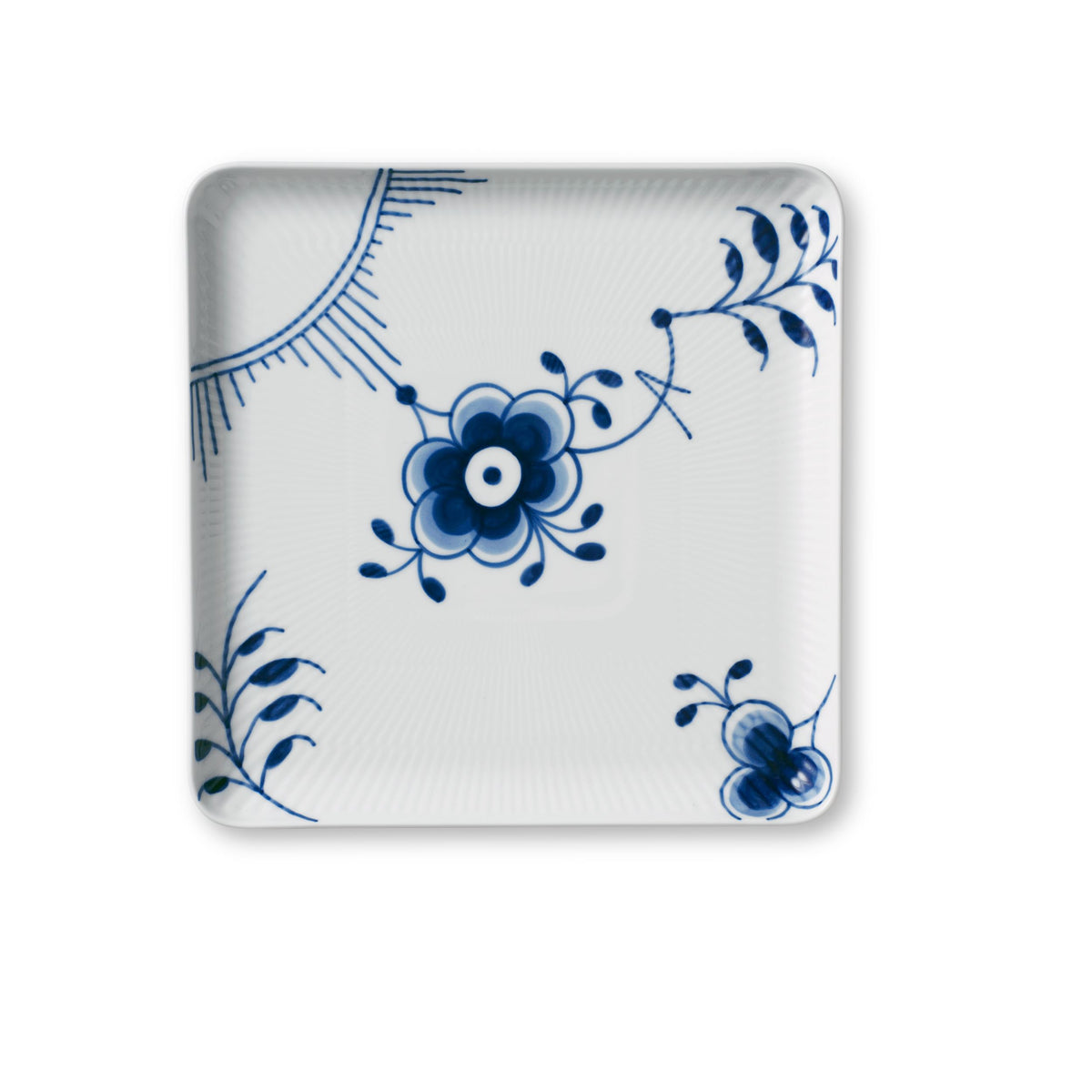 Blue Fluted Mega Square Plate, 20 cm