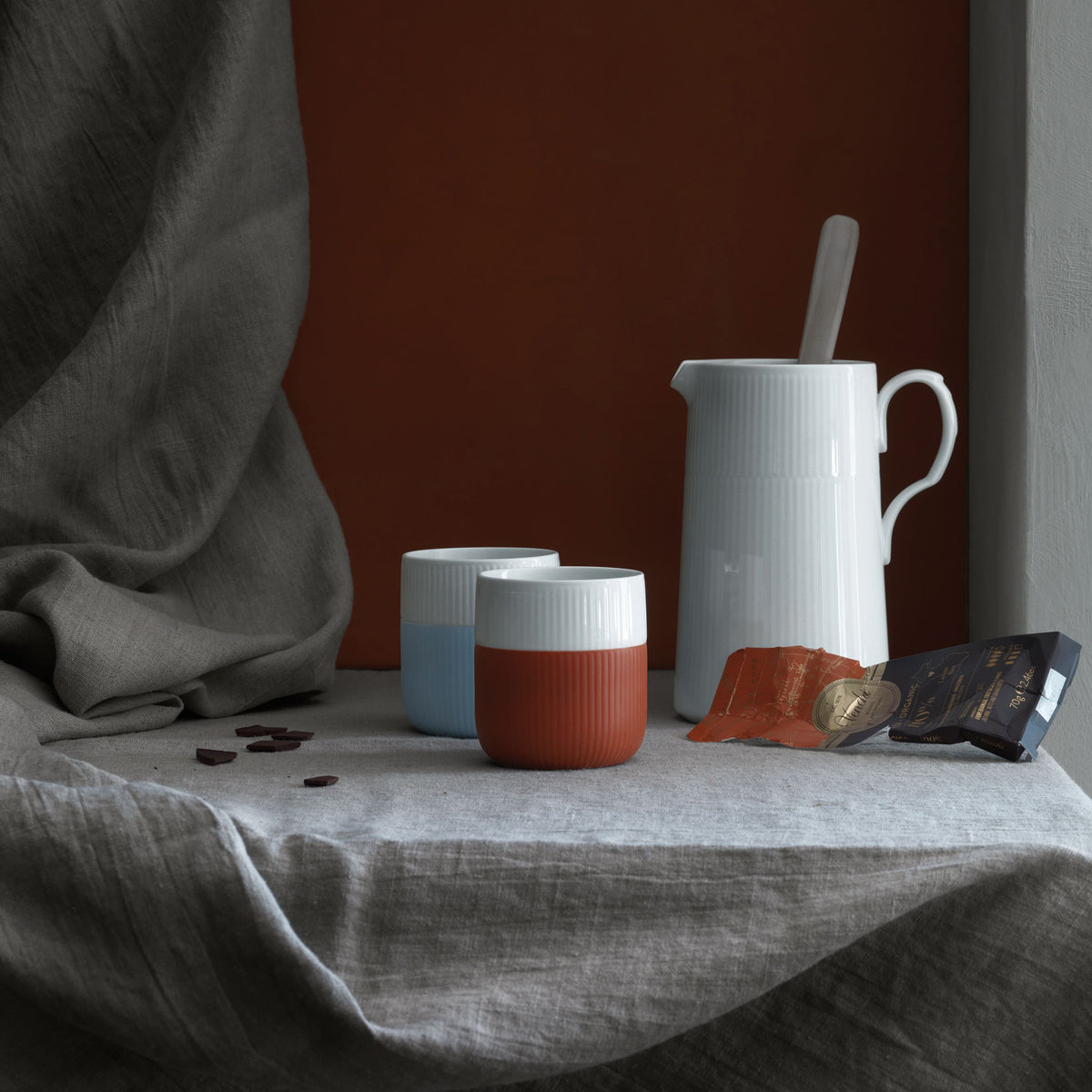 Fluted Contrast Mug, Light Blue, 35 cl