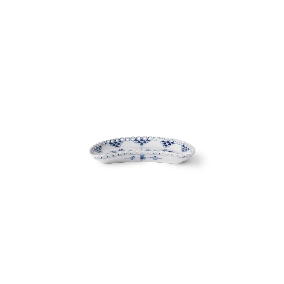 Blue Fluted Full Lace Half Moon Dish, 22 cm