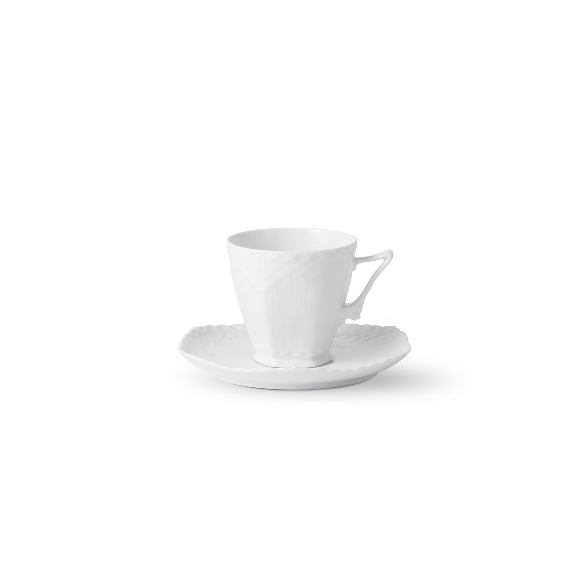White Fluted Full Lace Cup and Saucer, 14 cl
