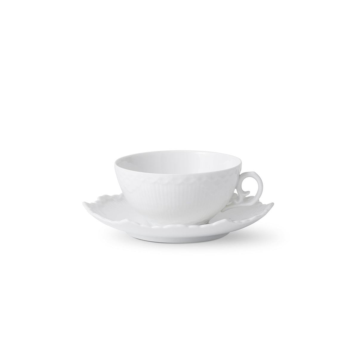 White Fluted Full Lace Cup and Saucer, 22 cl