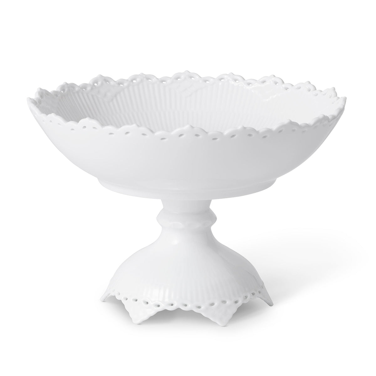 White Fluted Full Lace Bowl on High Foot, 140 cl