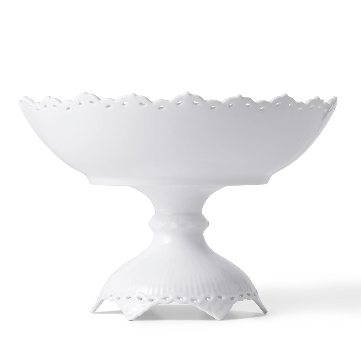 White Fluted Full Lace Bowl on High Foot, 140 cl