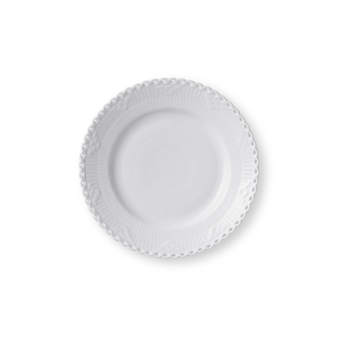 White Fluted Full Lace Plate, 17 cm