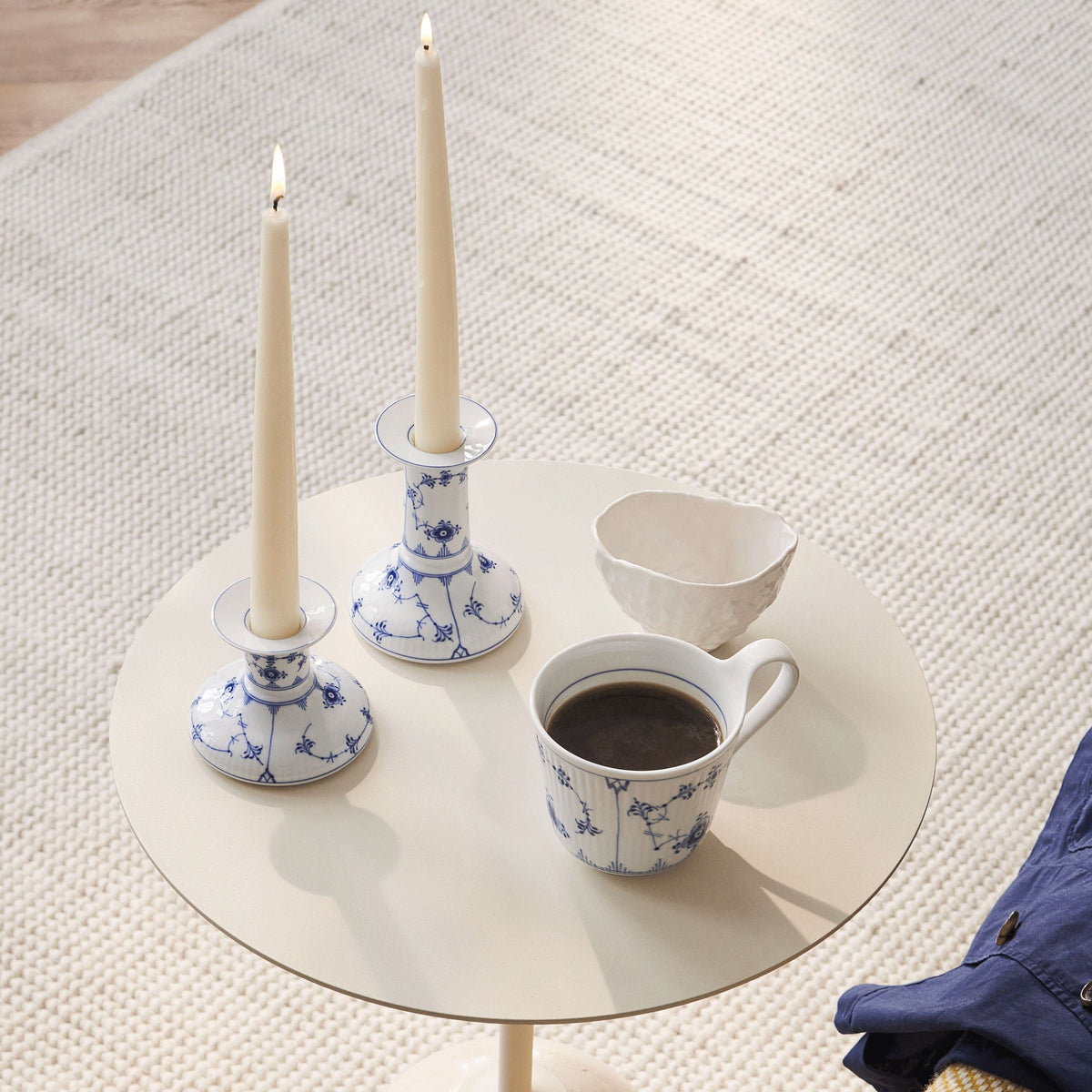 Blue Fluted Plain Candleholder, 7.5 cm