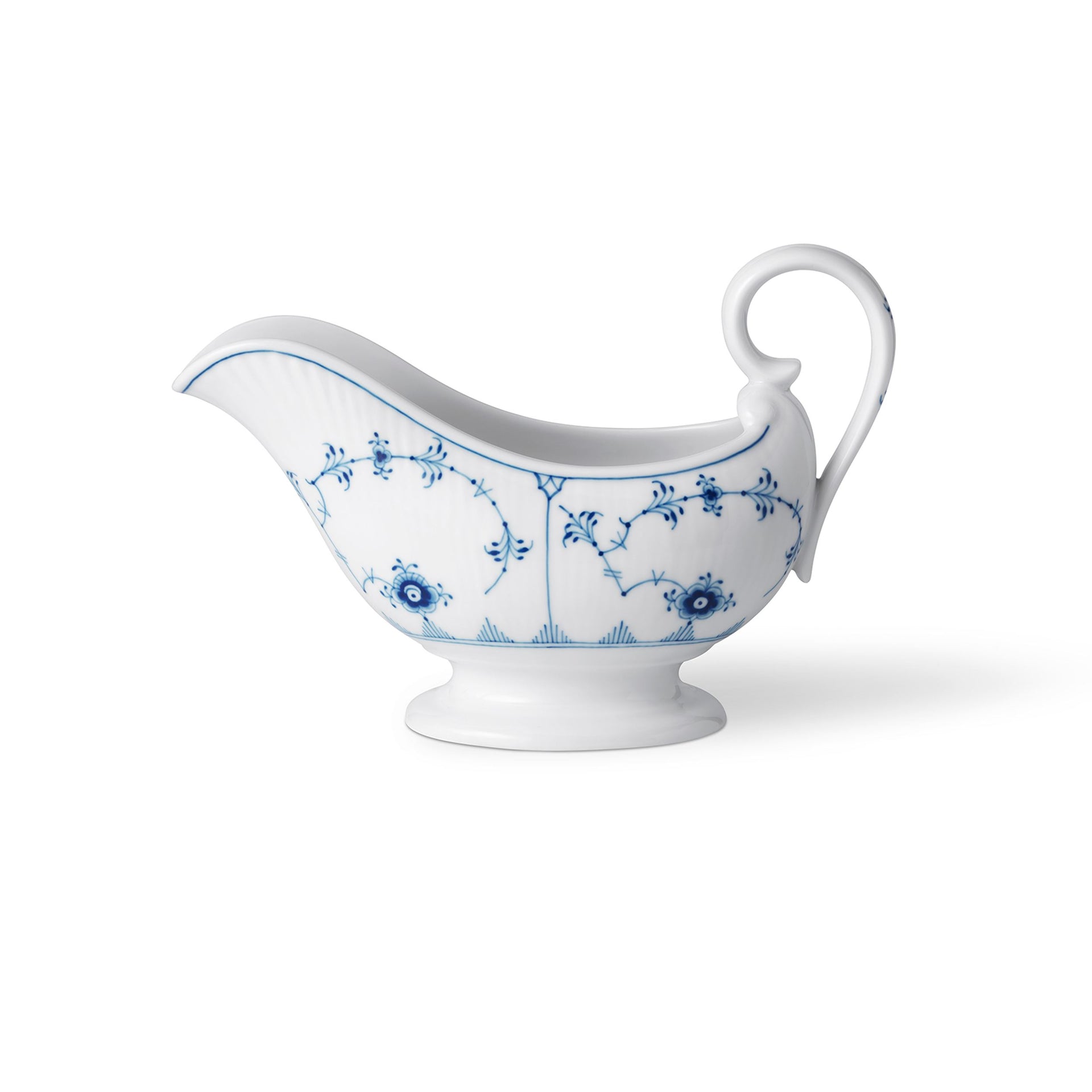 Blue Fluted Plain Sauce Jug, 37 cl