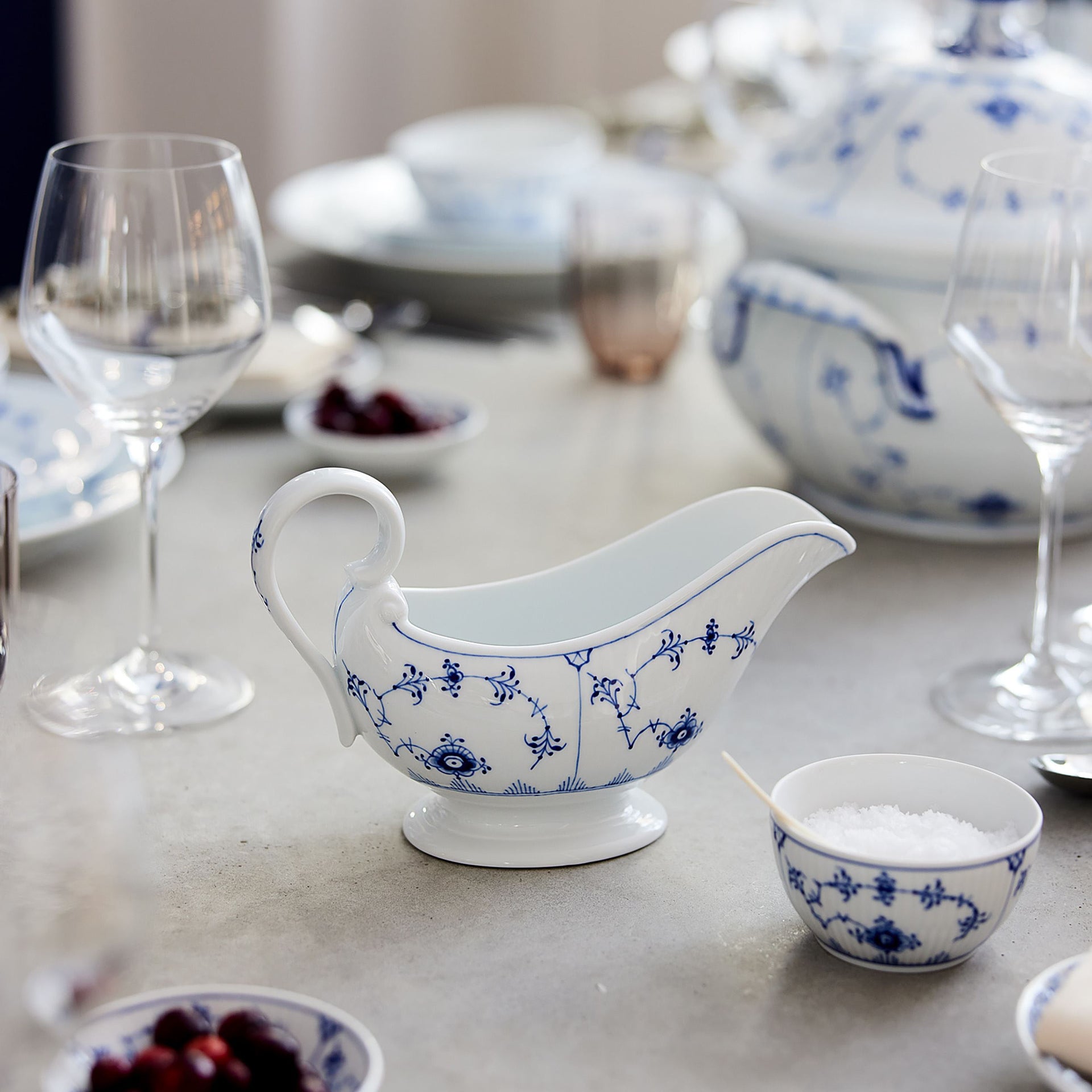 Blue Fluted Plain Sauce Jug, 37 cl