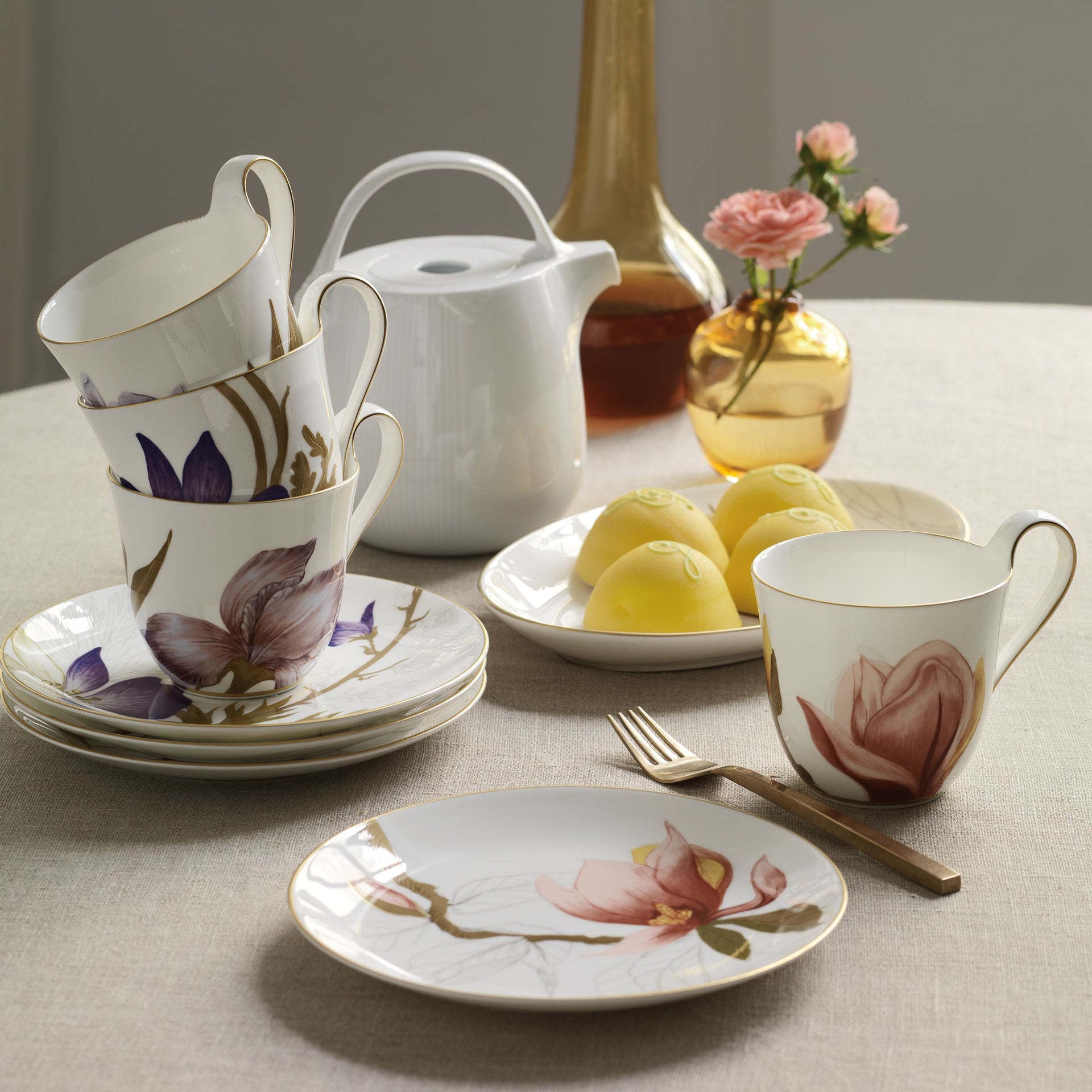 Flora High Handle Cup, Pansy, 33 cl